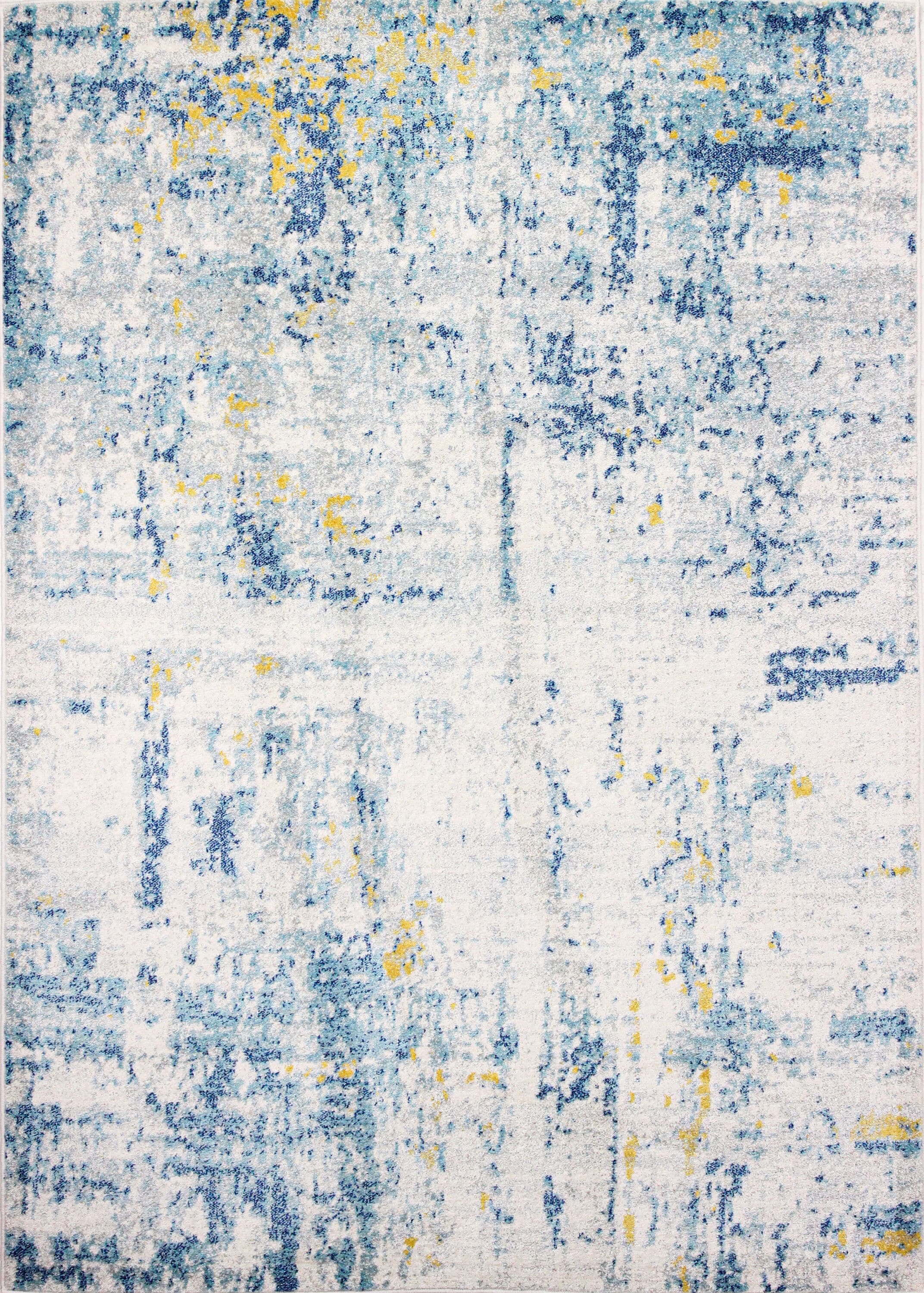 Bashian 649652300405 8 X 10 (ft) Ivory/Blue Indoor Abstract Mid-century Modern Area Rug