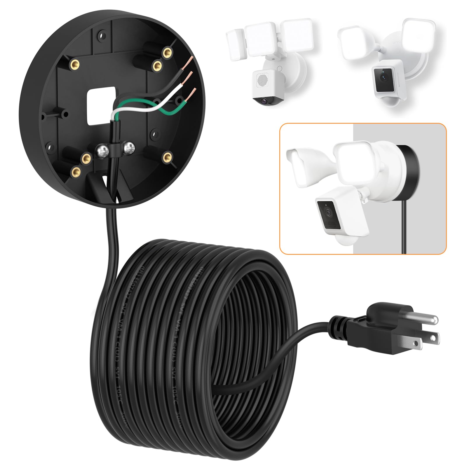 Anqtovp  2in1 Power Adapter and Floodlight Cam Plugin Mount Compatible with Wyze Floodlight Cameras v2 Pro v1 with 20ft Weather Resistant Outdoor