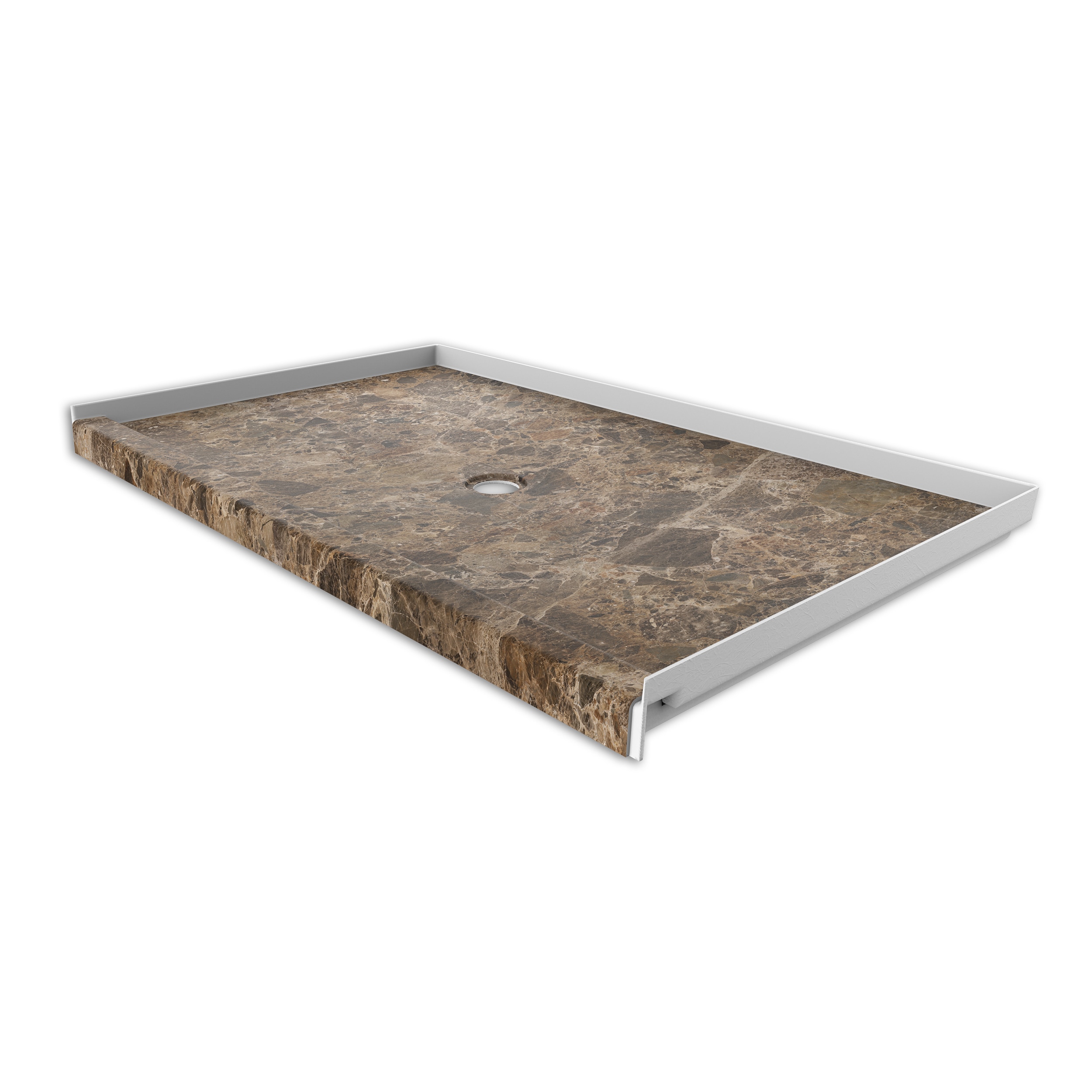 FlexStone FLXSBC6036BP 36-in W x 60-in L Breccia Paradiso Single Threshold Rectangle Shower pan base with 2.625-in H Threshold (Center Drain)