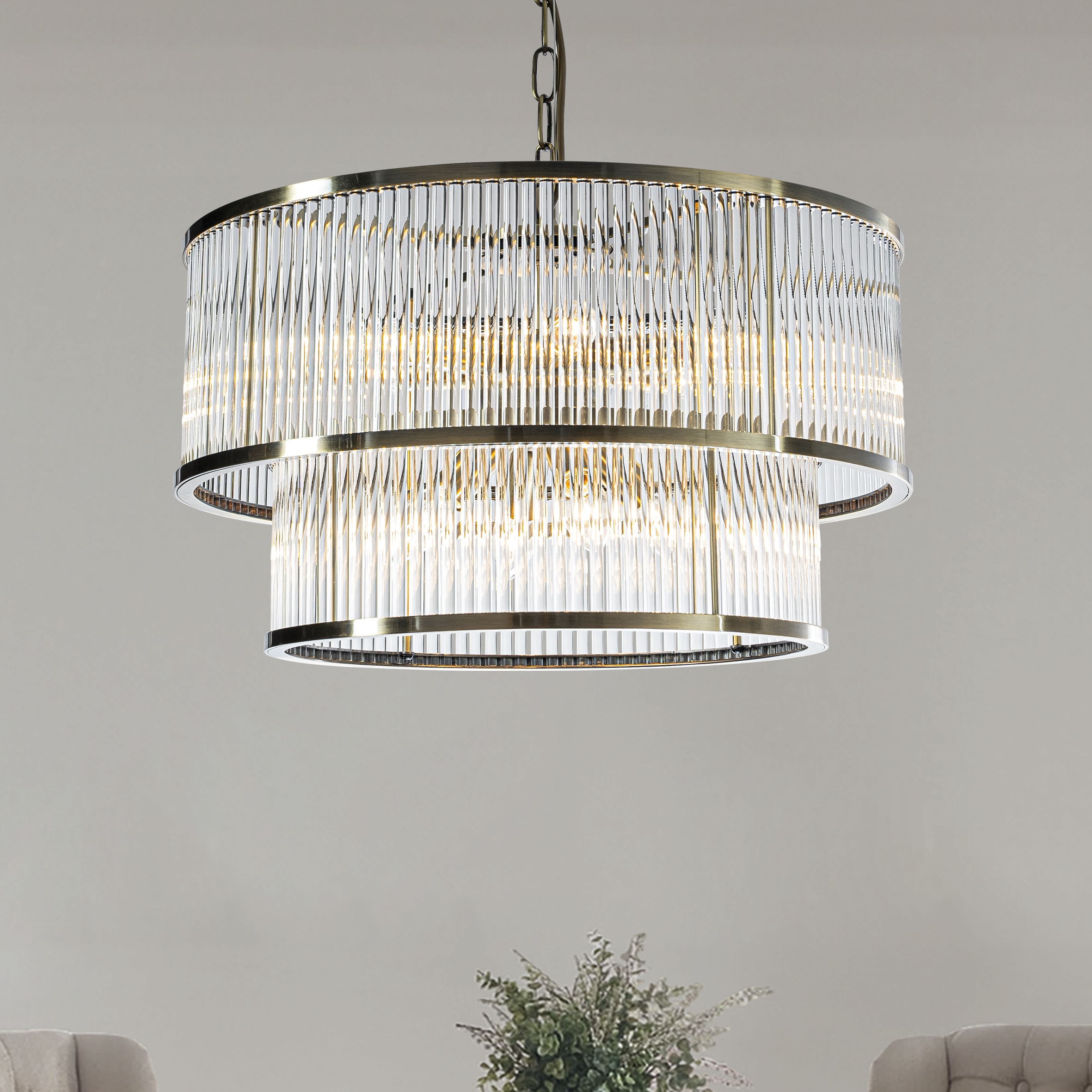 AloaDecor Lighting L7209D50BZ10A 10 -Light Antique Bronze Modern/contemporary For Use in Bedrooms, Dining Rooms, Foyers, Kitchens, Living Rooms Chandelier