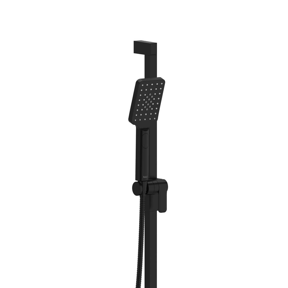 Riobel 4665BK 3 inch 4-Function 2 GPM Rectangle Handshower with Hose and Mounting Hardware Included in Black