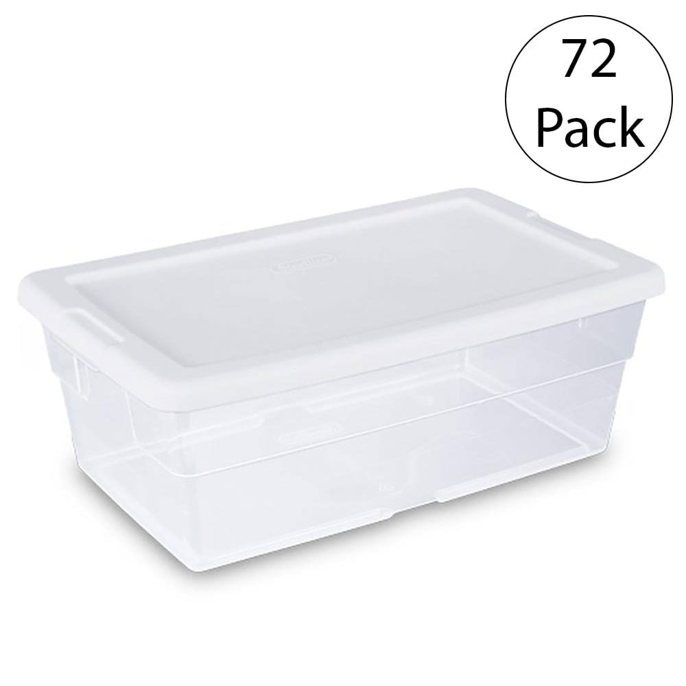 Plastic Latching Box/Container with Clear Lid Hespama 6 Quart Storage Bin Red Handle and Latches 4 Packs