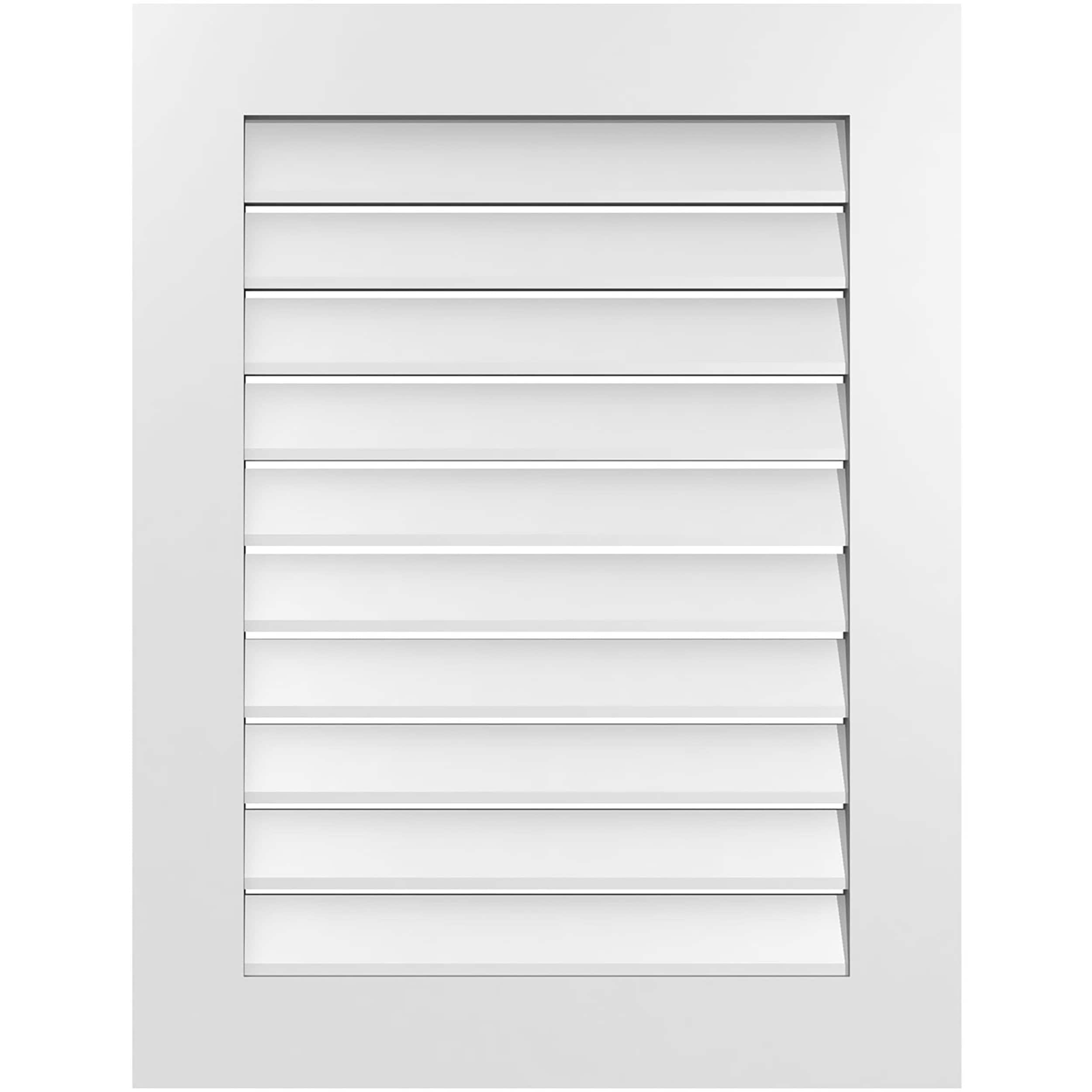 Ekena Millwork GVPVE26X3401SF 26-Inches x 34-Inches Off-white Rectangle PVC Gable Louver Vent