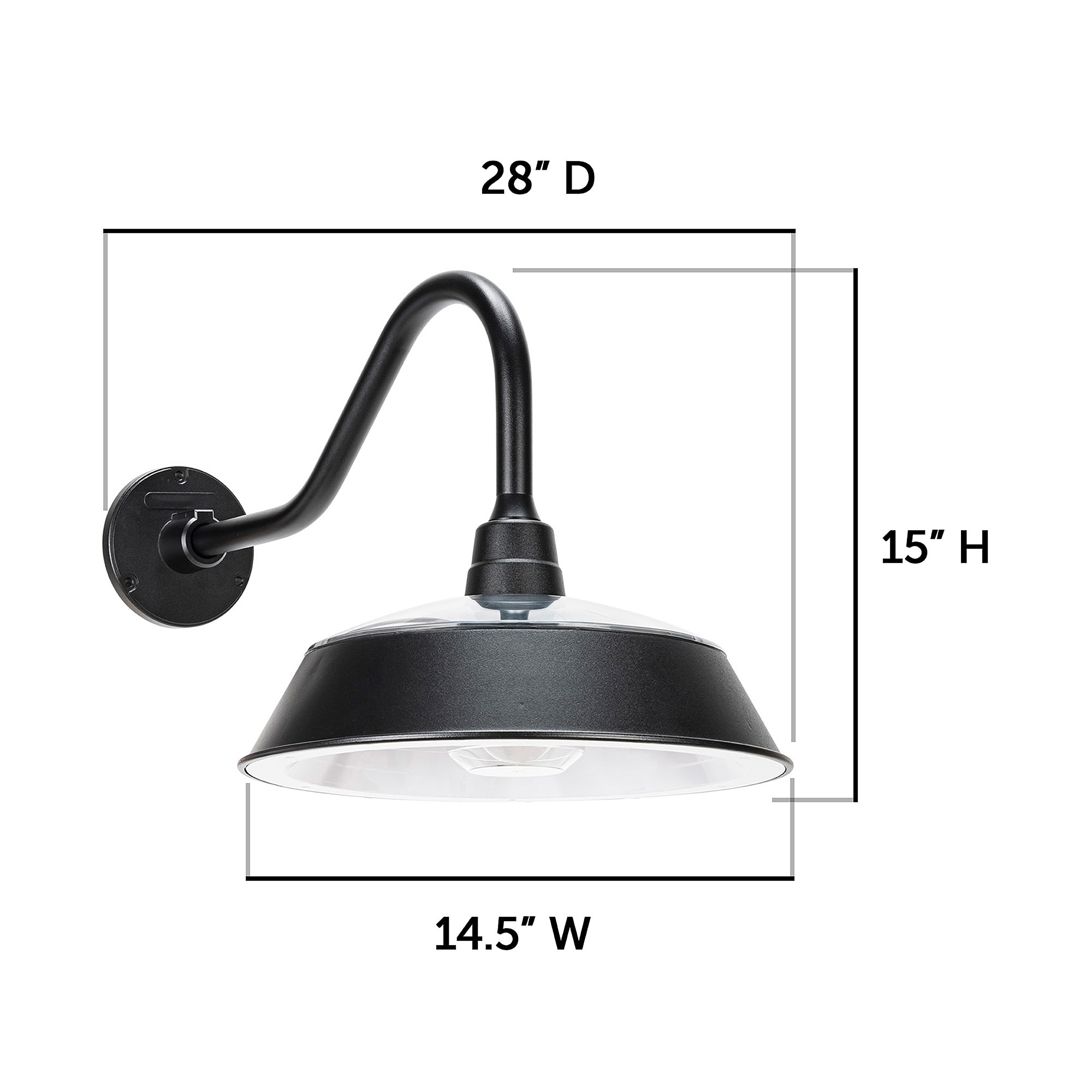 Black Aluminum Solar Barn Light with Gooseneck Design
