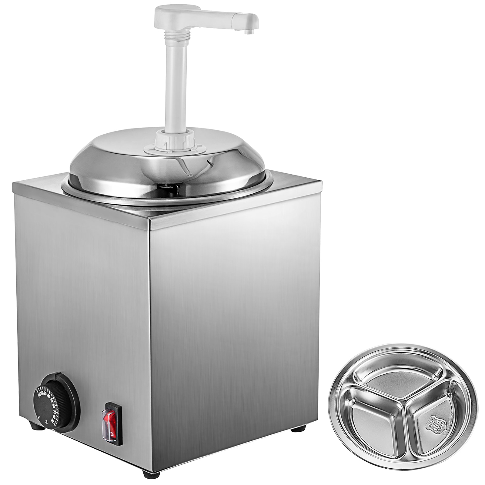 VEVOR 650W 2.4 QT Hot Fudge Warmer - Commercial/Residential Stainless Steel Cheese  Dispenser - Temperature Control - Includes Cleaning Brush & Spare Pump Tube  in the Specialty Small Kitchen Appliances department at