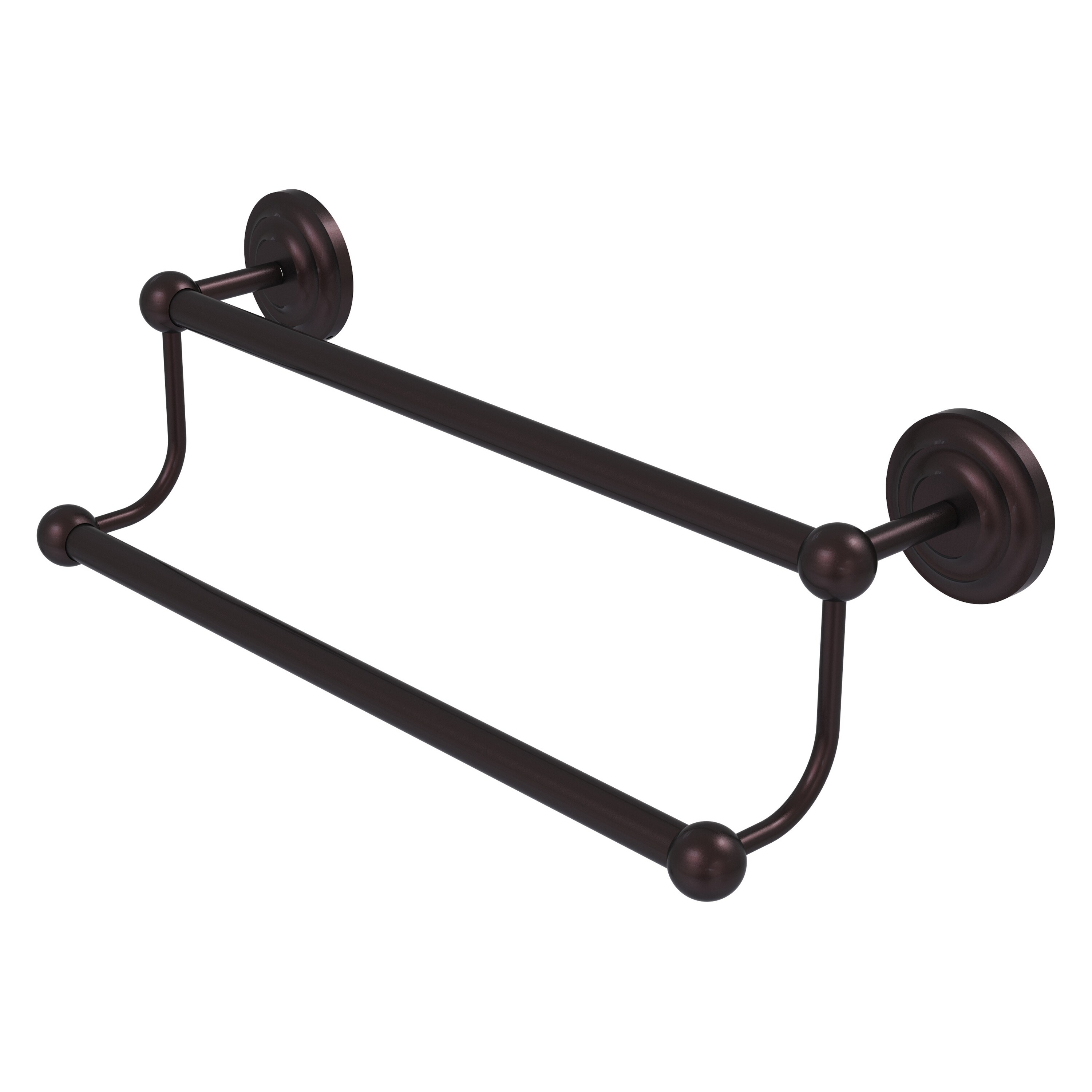Allied Brass PQN-72/18-ABZ Prestige Que New 18-in double Antique Bronze Wall mount Double Towel Bar