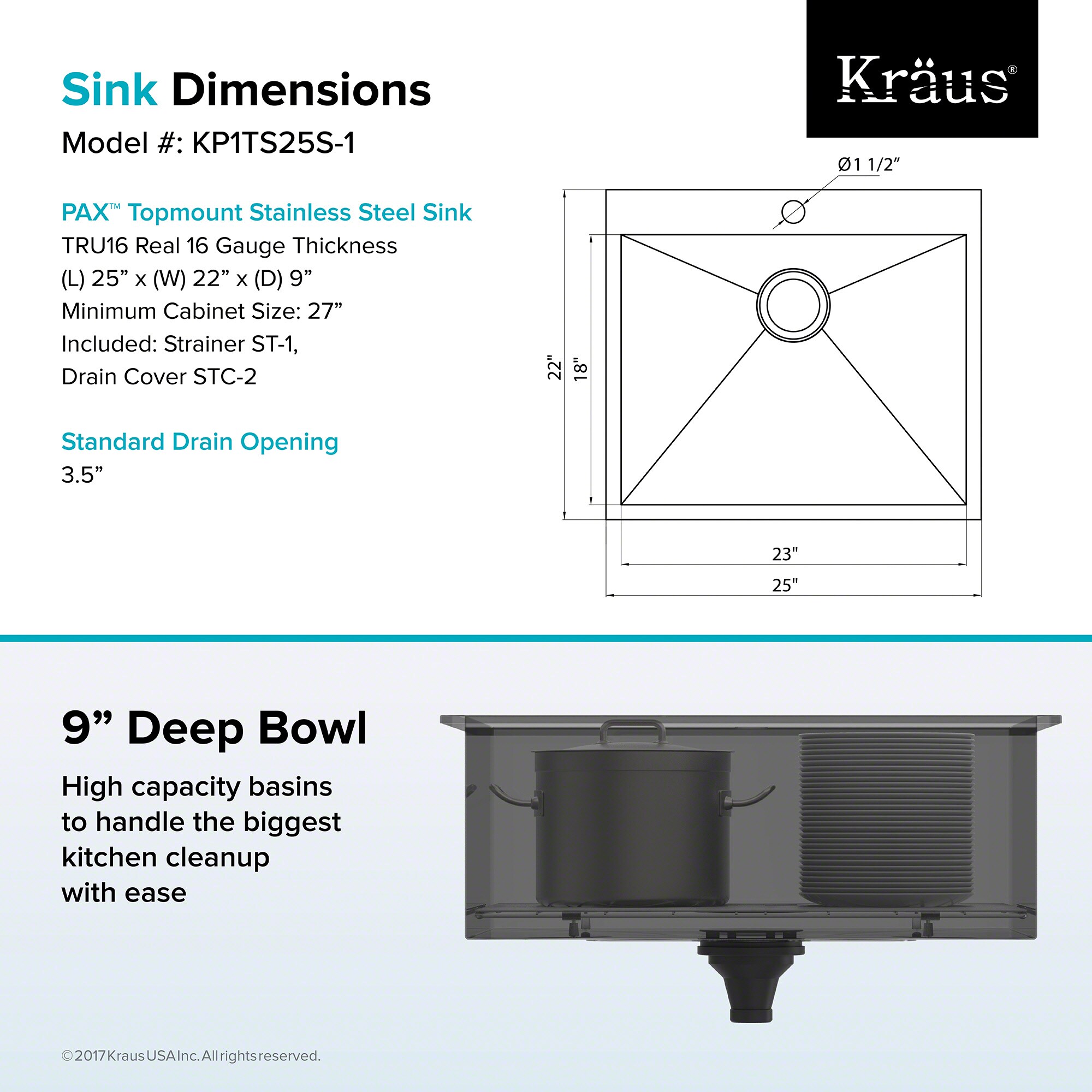 Kraus KP1TS25S-1 Kitchen-Sinks - View #9