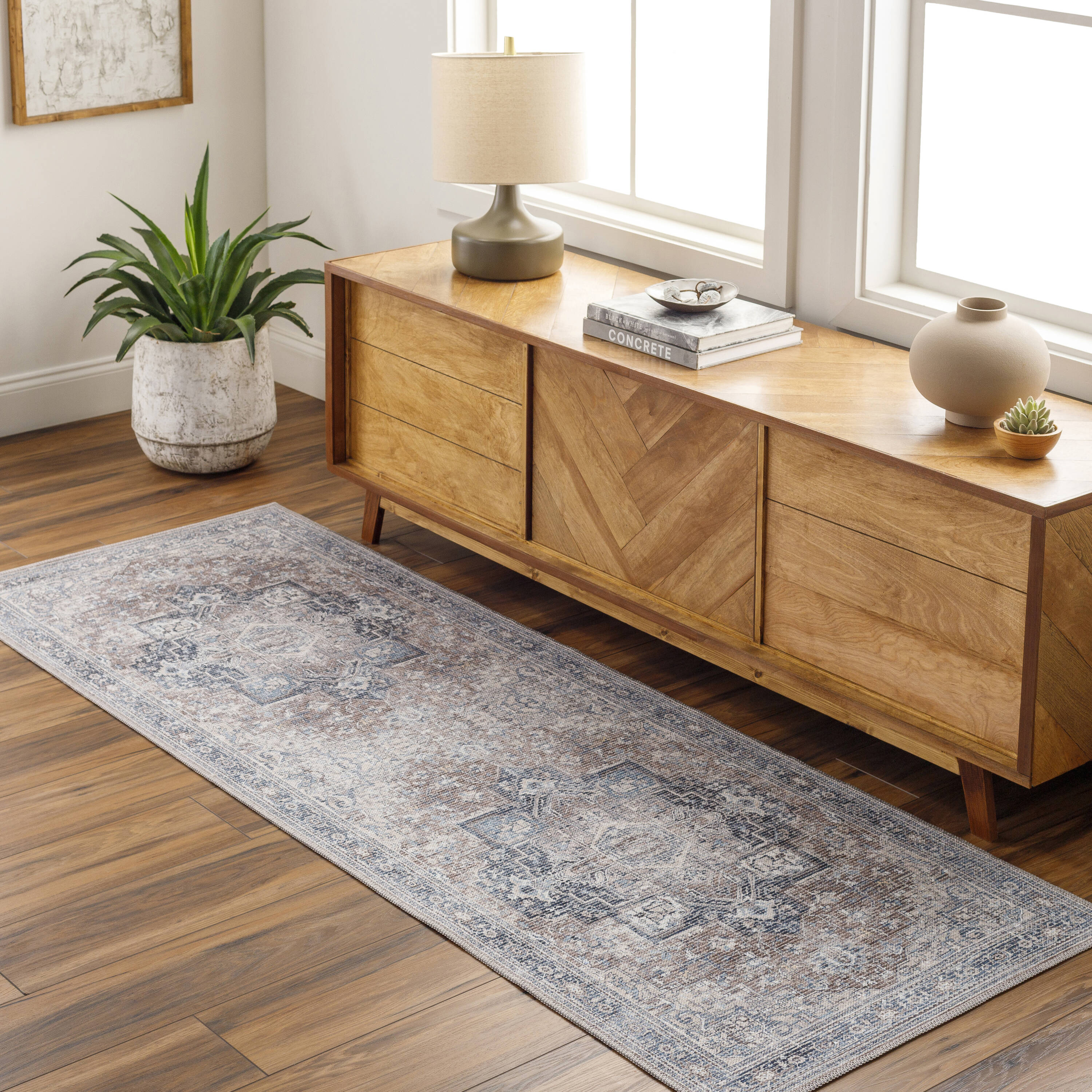 Livabliss CLN2316-2712 Colin 3 x 12 (ft) Cotton/Polyester Tan Round Indoor Medallion Oriental Machine washable Runner rug