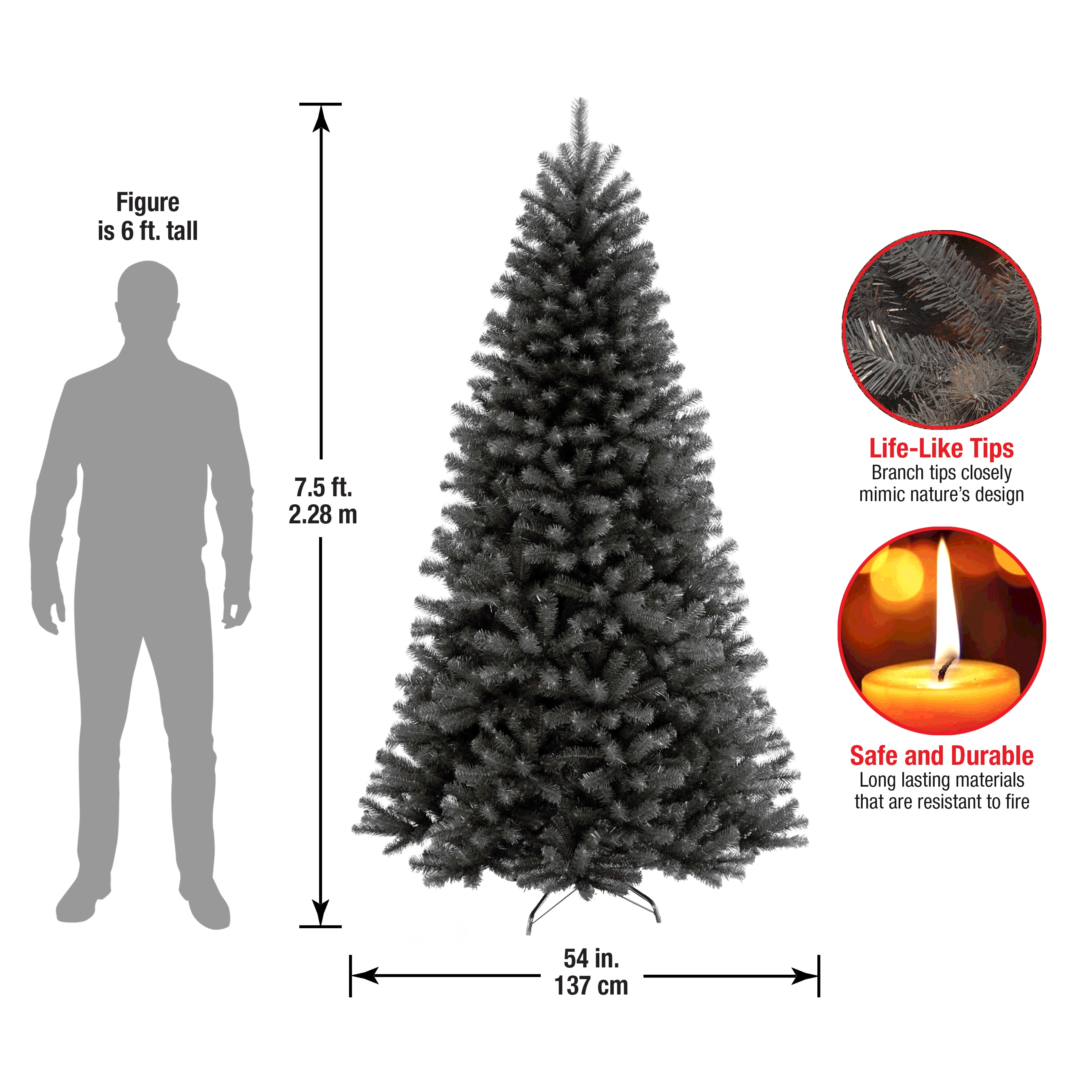 National Tree Company 7.5-ft North Valley Spruce Black Artificial ...