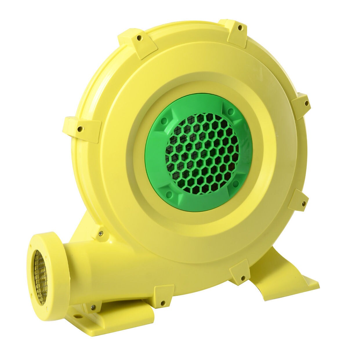 Slickblue D-CO-48642PE Yellow PE Air Pump 950W 1.25 HP with 4-1/4 in. Outlet for Large Inflatables Events Indoor or Outdoor Use