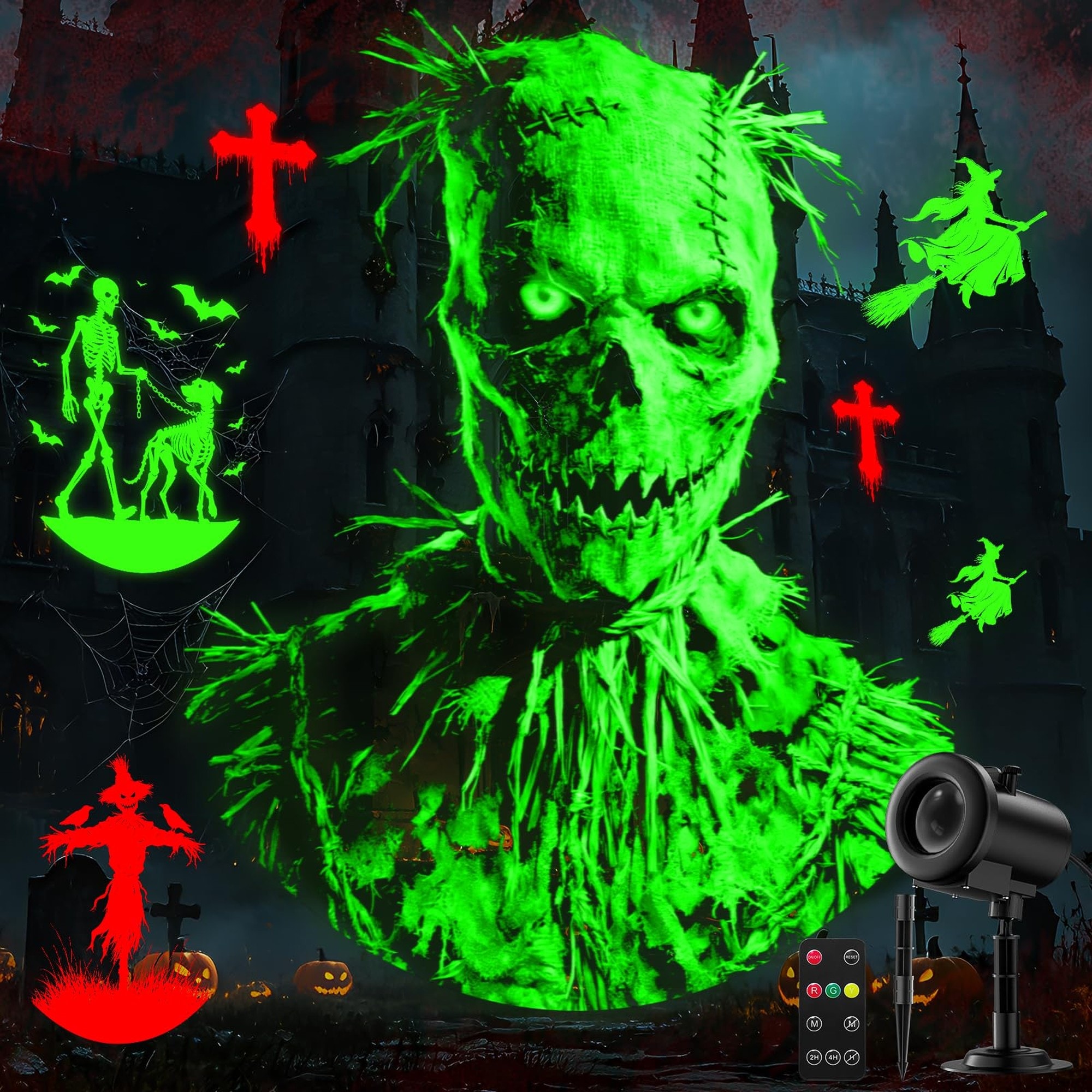 Numhew 12-in-1 Black Halloween Projector Light with Skull