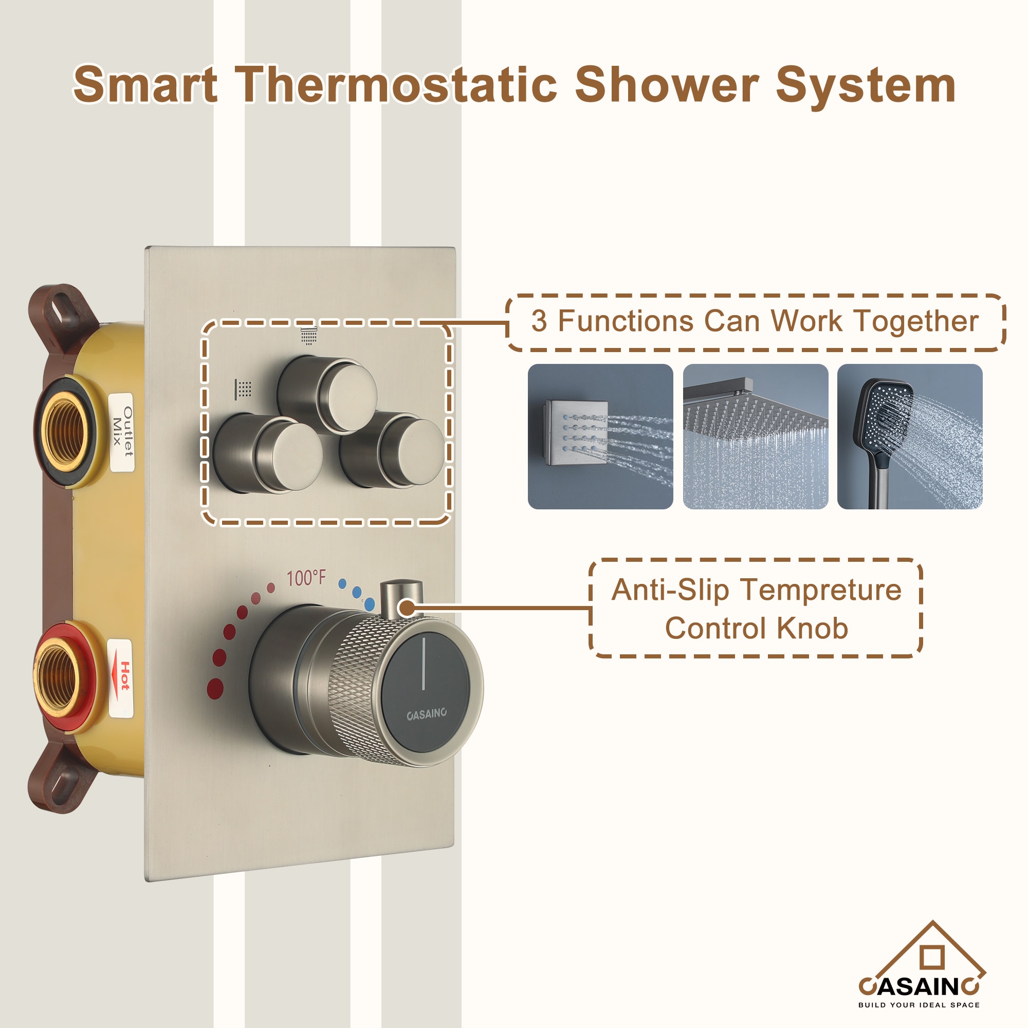 CASAINC CS6219-12BN Showerhead-Bar-Panels - View #9
