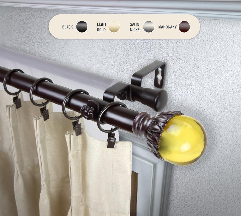 Hart & Harlow L100-13-996-D 1-in Priscilla 120-in to 170-in Mahogany Steel Double curtain rod with Finials