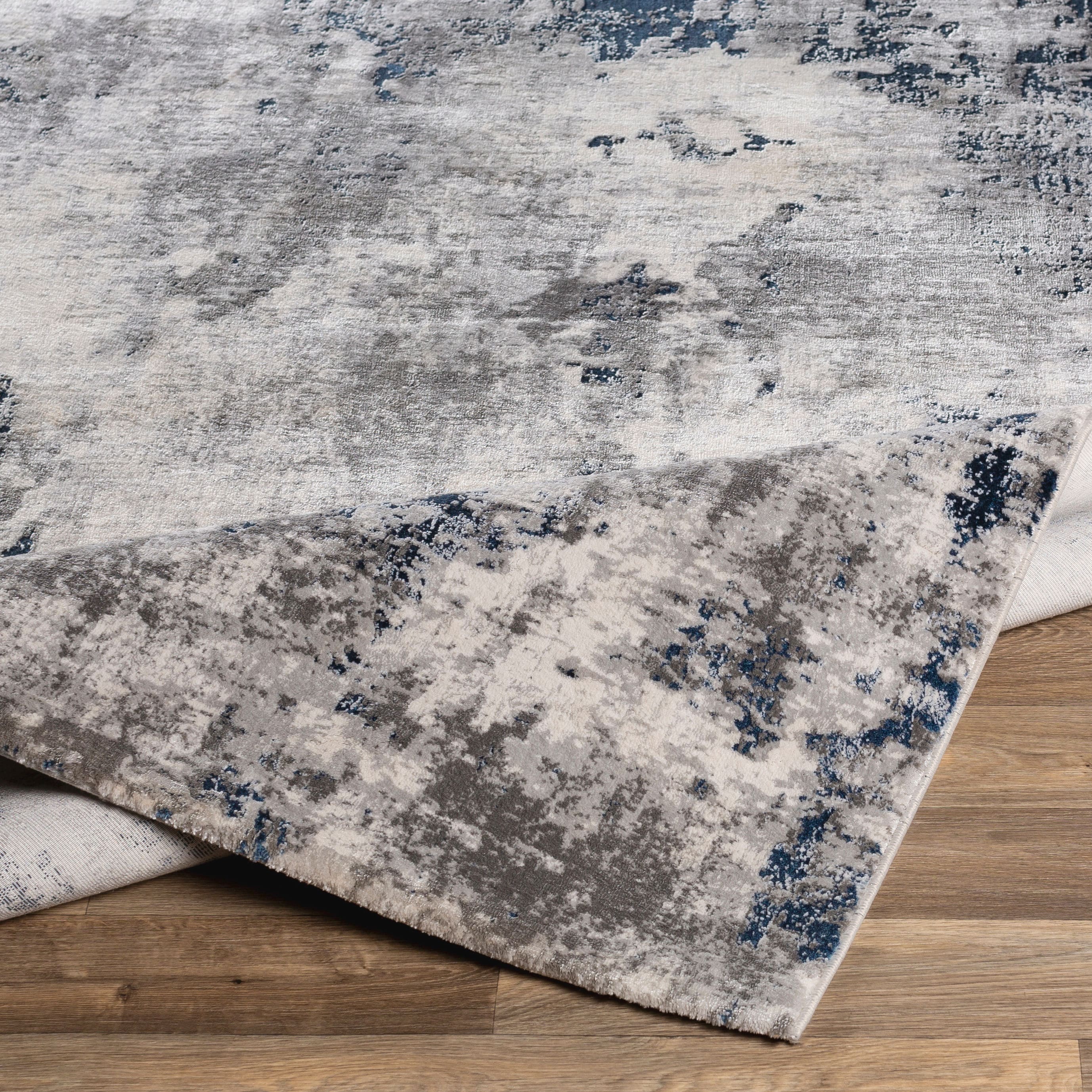 Aisha Blue Rectangular Reversible Washable Synthetic Rug