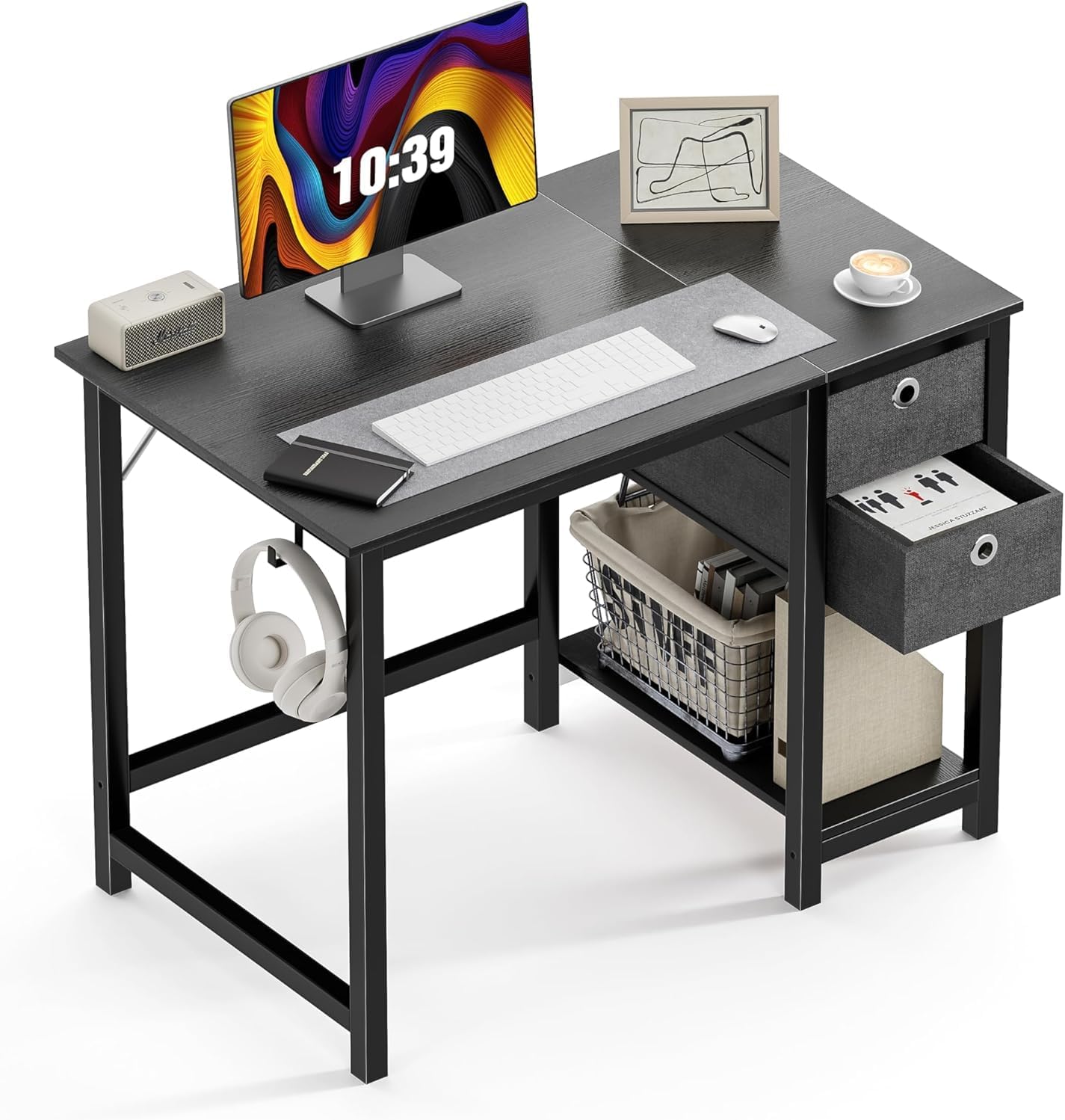 Flynama L-200P176145 39.37-in Black Modern/Contemporary Writing desk