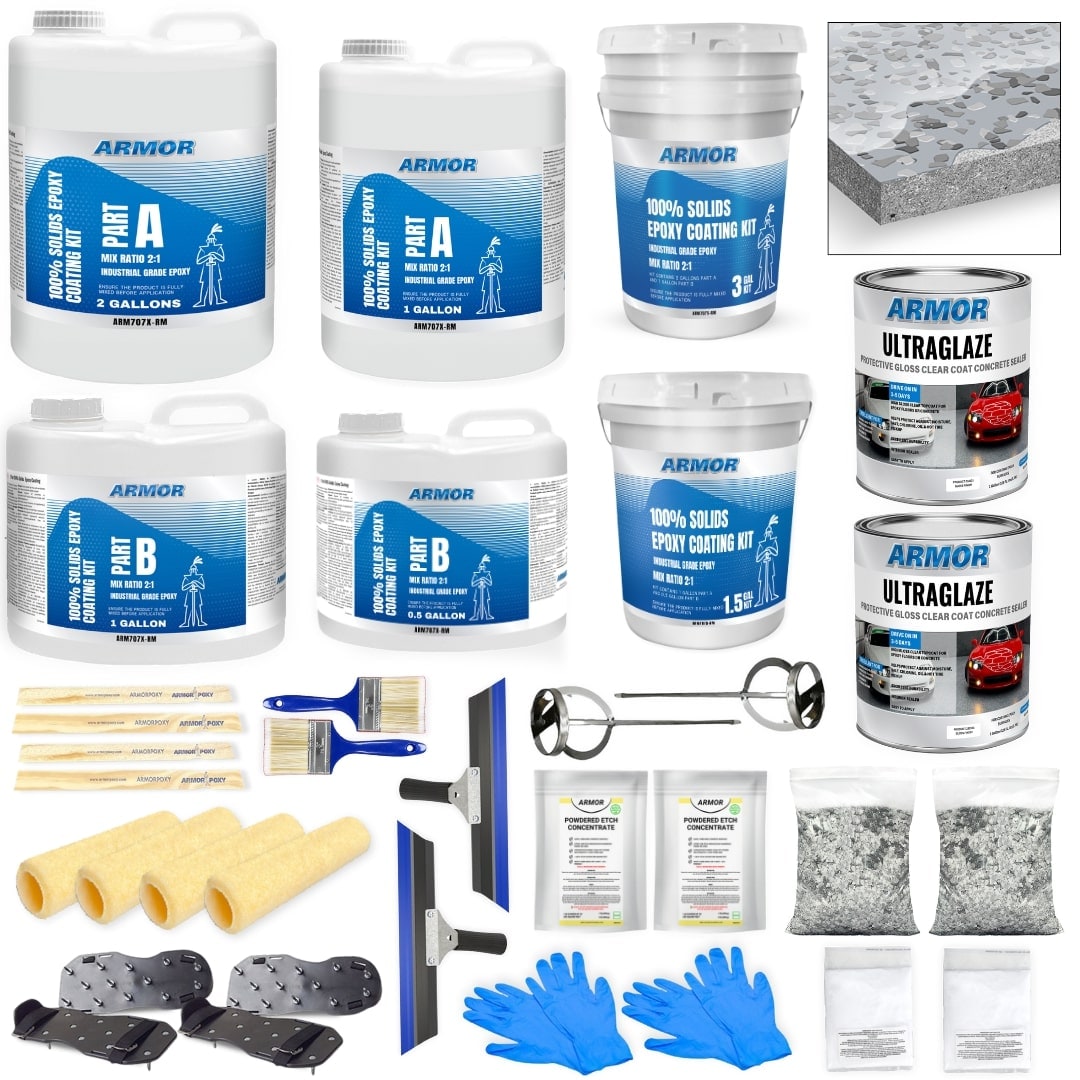 Armorpoxy 110003 900 SQ FT 28-PC-Epoxy Kit 2-part Designer Gray With Flakes Epoxy Concrete and Garage Floor Paint ( 4.5-gallon )