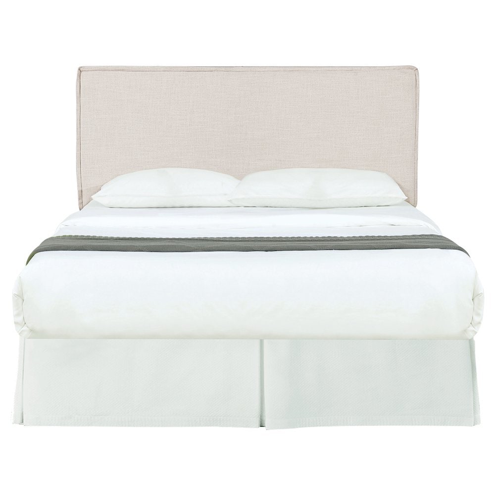 FurniFact - Beige Upholstered Queen Modern Fabric Bed Headboard