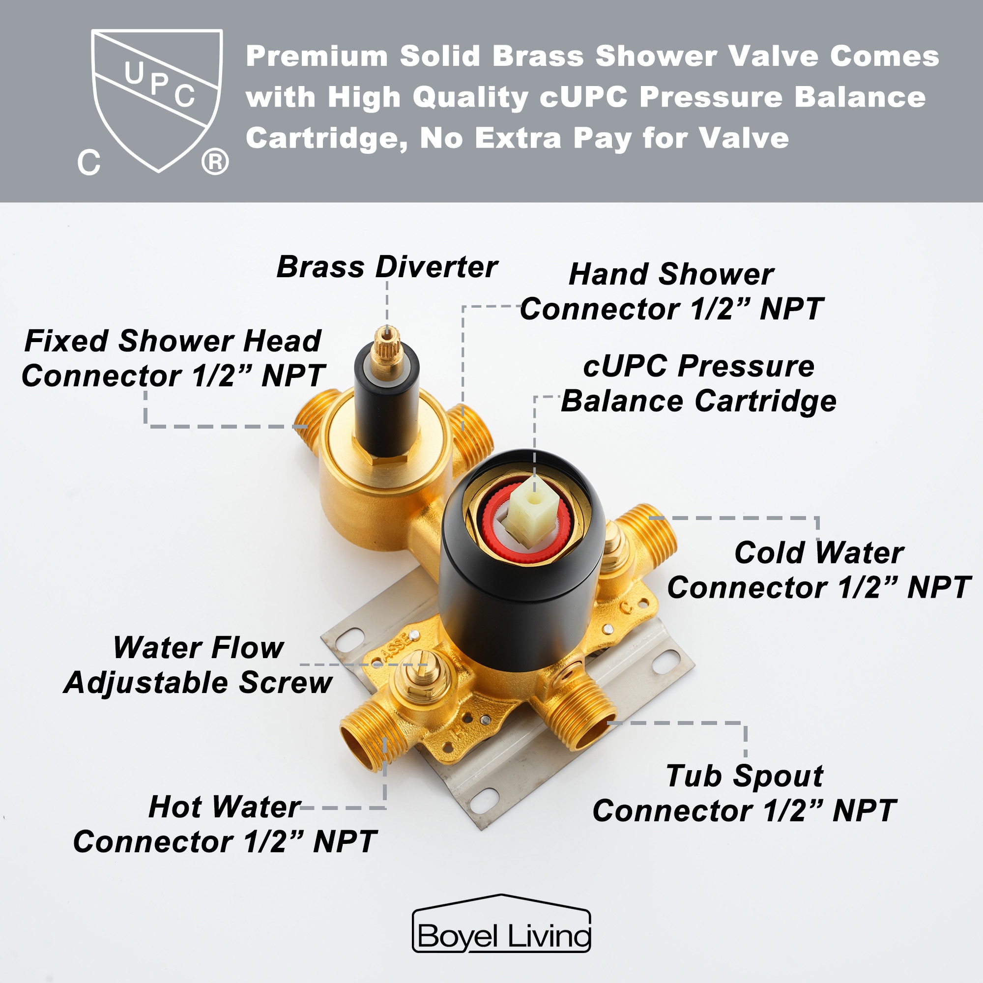 Clihome SMD-88016B-12 Showerhead-Bar-Panels - View #9