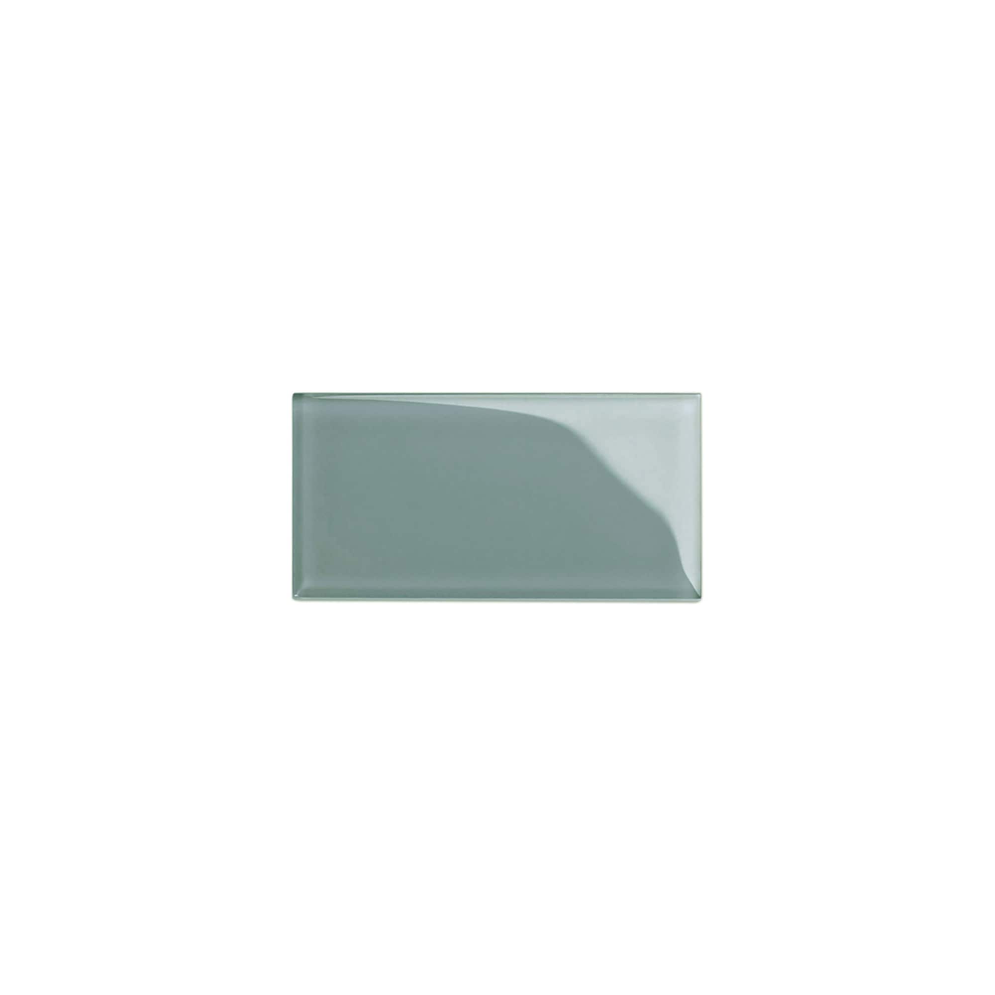 Giorbello (Sample) 3x6 Glass Subway Tiles Slate 3-in x 6-in Glossy Glass Brick Subway Wall Tile