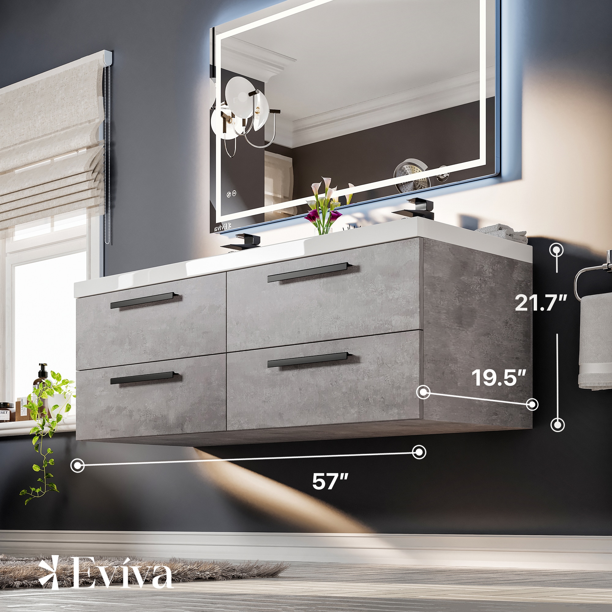 Eviva EVVN144-57CGR Bath-Vanity-Combo - View #2