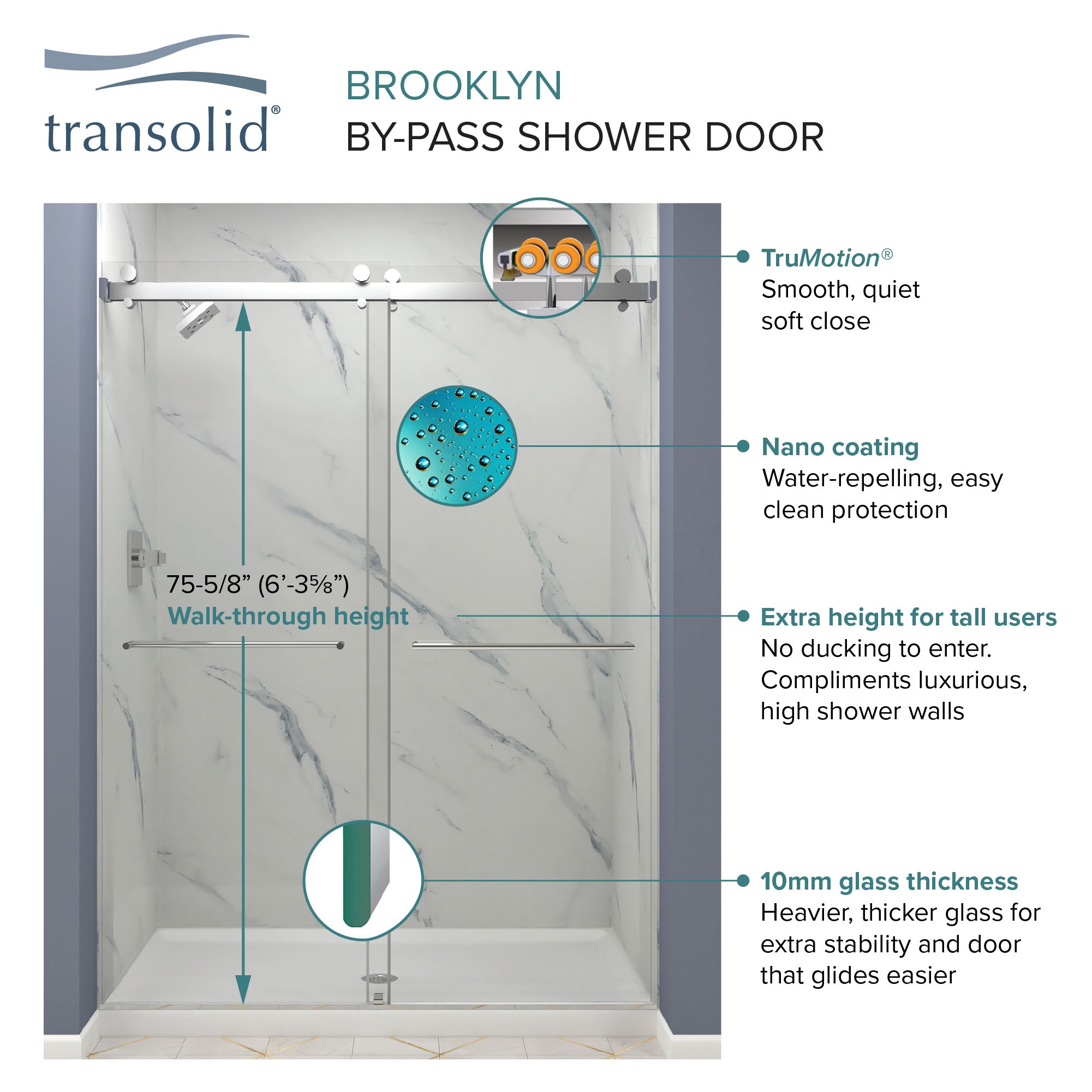 Transolid BYPT608010L-J-MB Shower-Doors - View #3