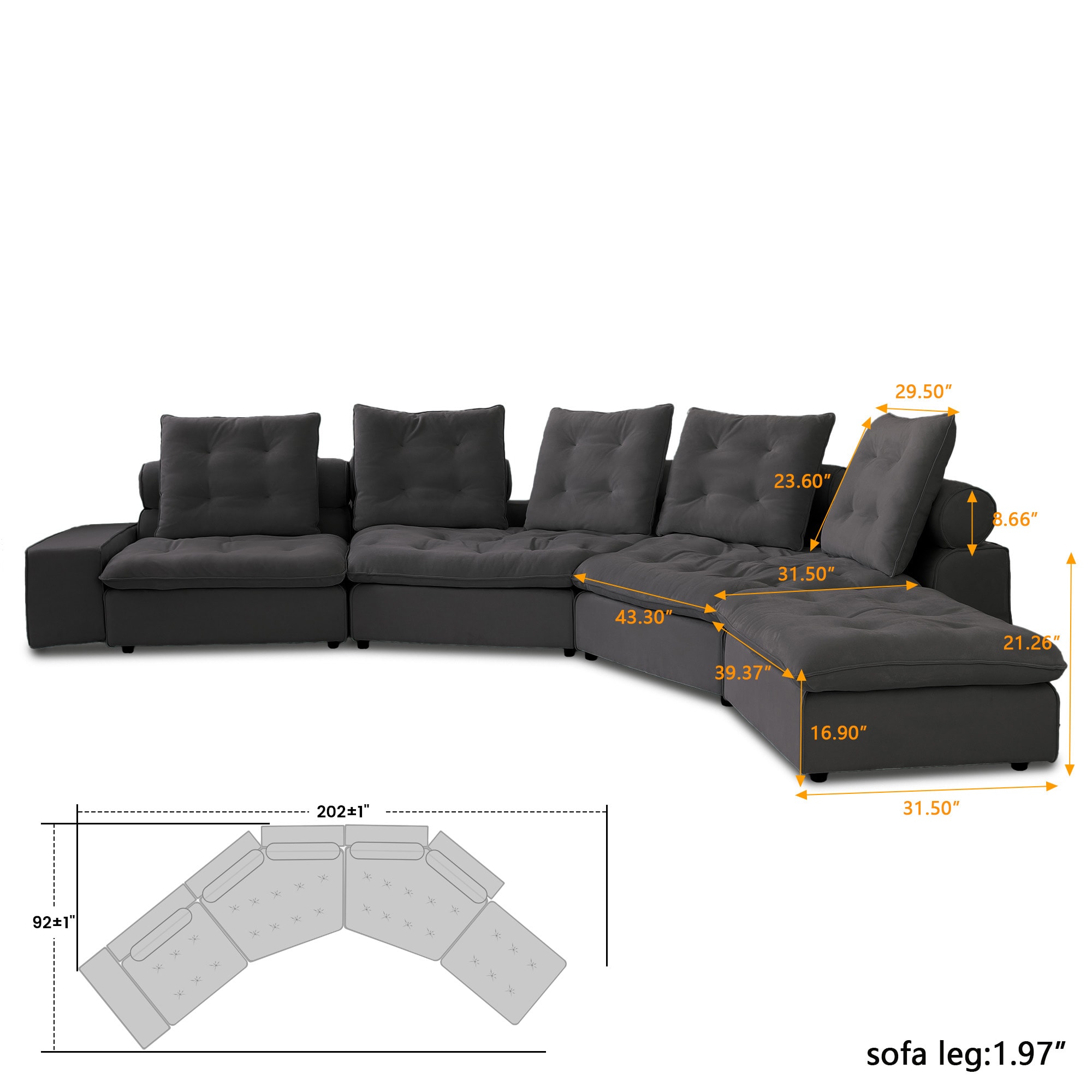 BuotiqHom DH-C1344-136GY Sofas-Loveseats - View #6