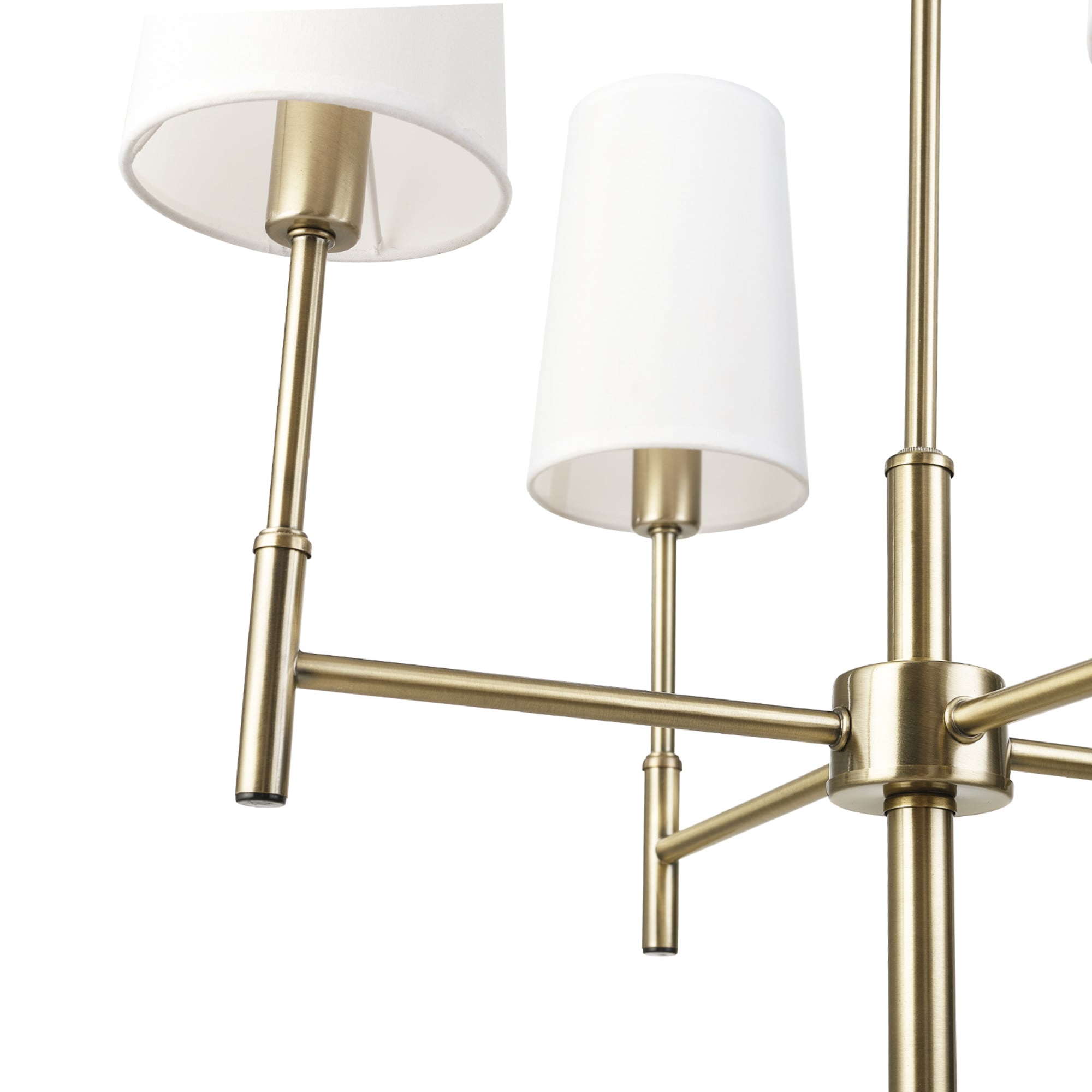 Ronnie 4-Light Matte Brass Chandelier with White Fabric Shades