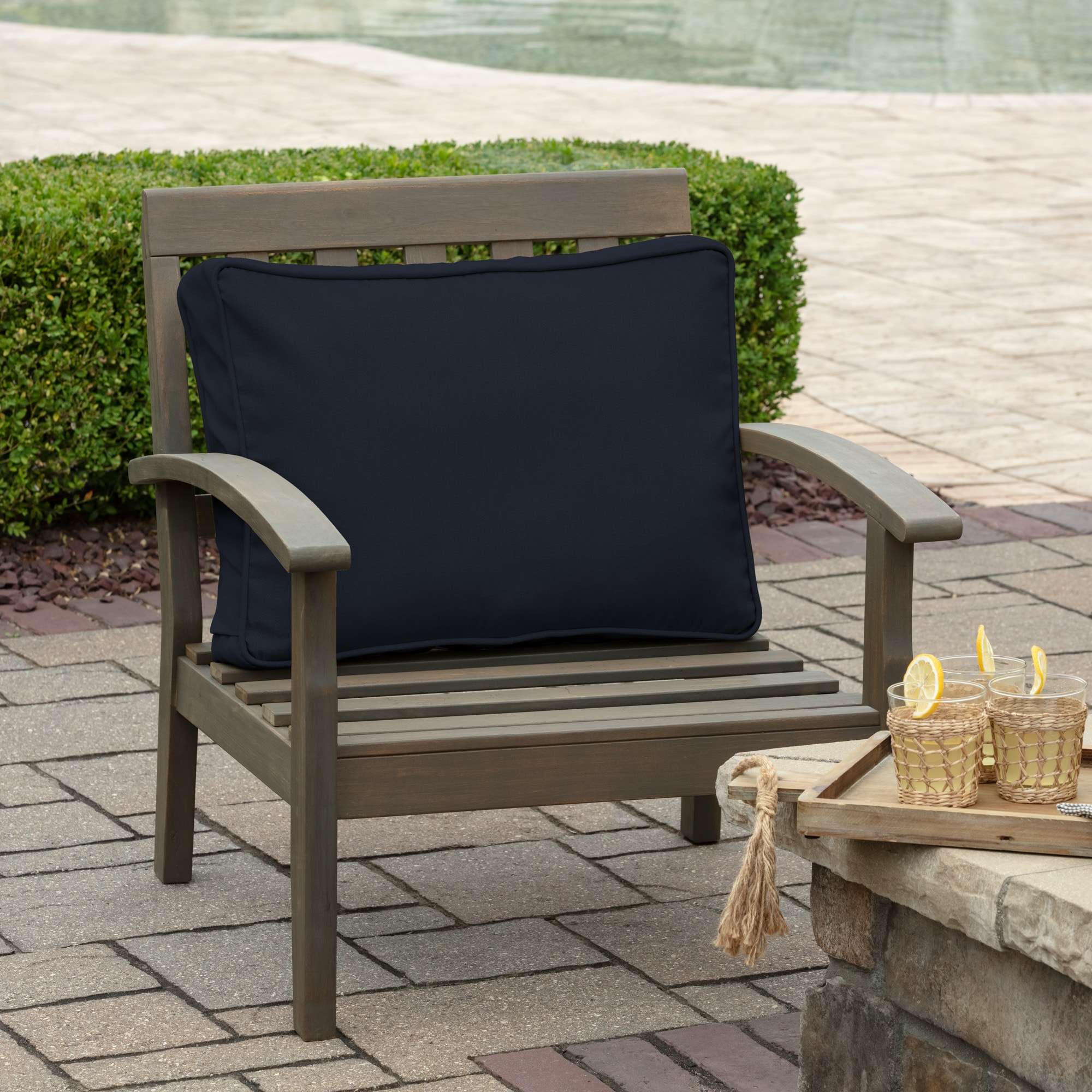 43 x24 ProFoam Outdoor Plush Deep Seat Cushion Set Cabana Black - Arden  Selections