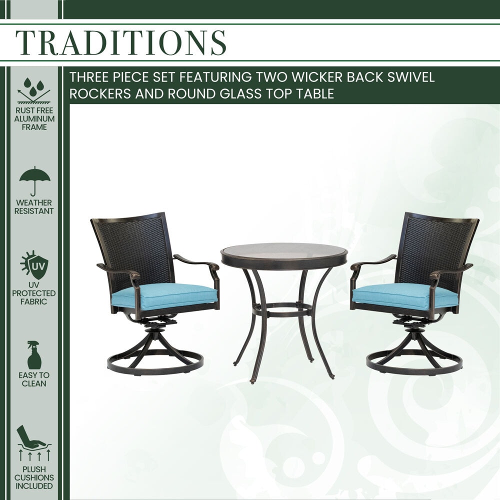 Hanover TRADDNWB3PCSWG-BLU Patio-Dining-Sets - View #2