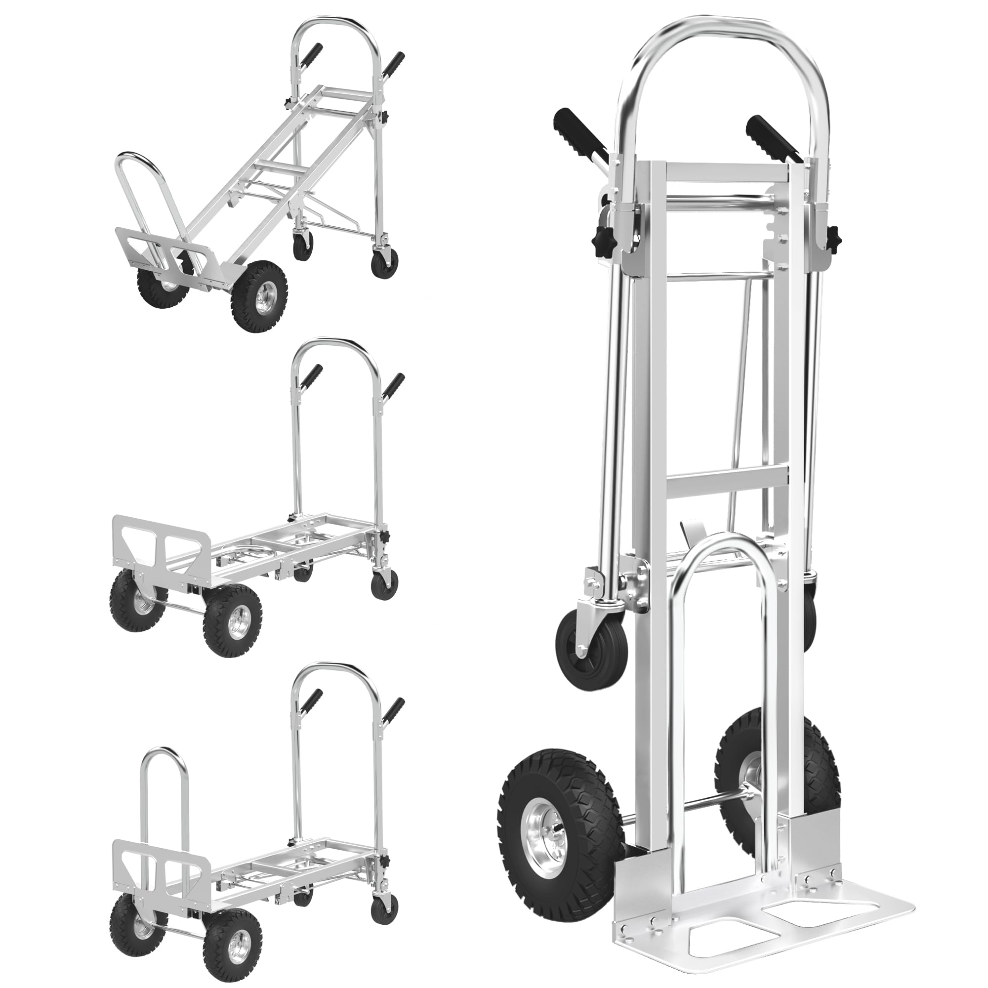 CYIKE  1000 LBS Dolly Cart with Wheels 4 in 1 Folding Hand Truck Stainless Steel Heavy Duty Industrial Convertible Hand Cart Utility Collapsible