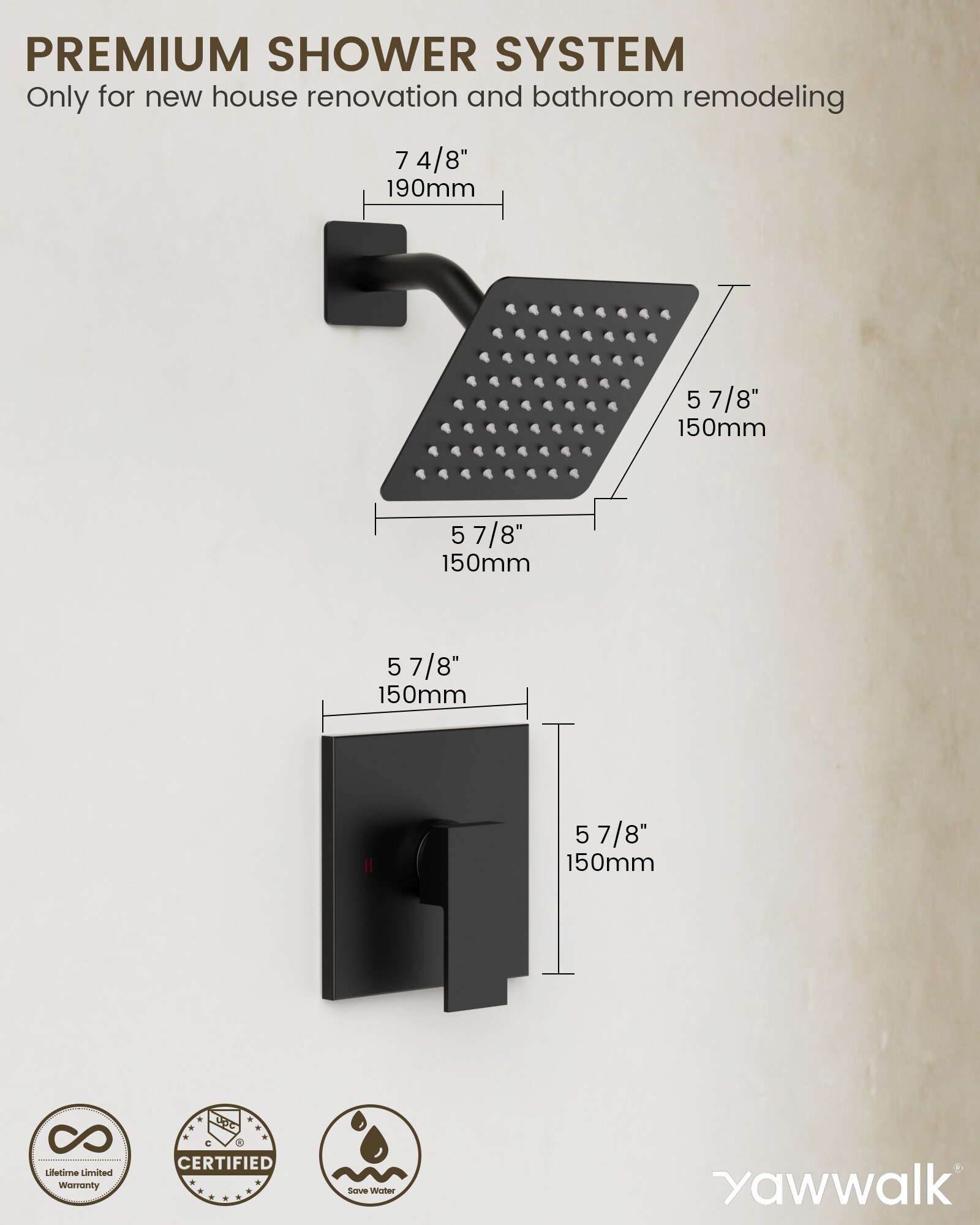 YAWWALK Y11W85-MB Tub-Shower-Faucets - View #7