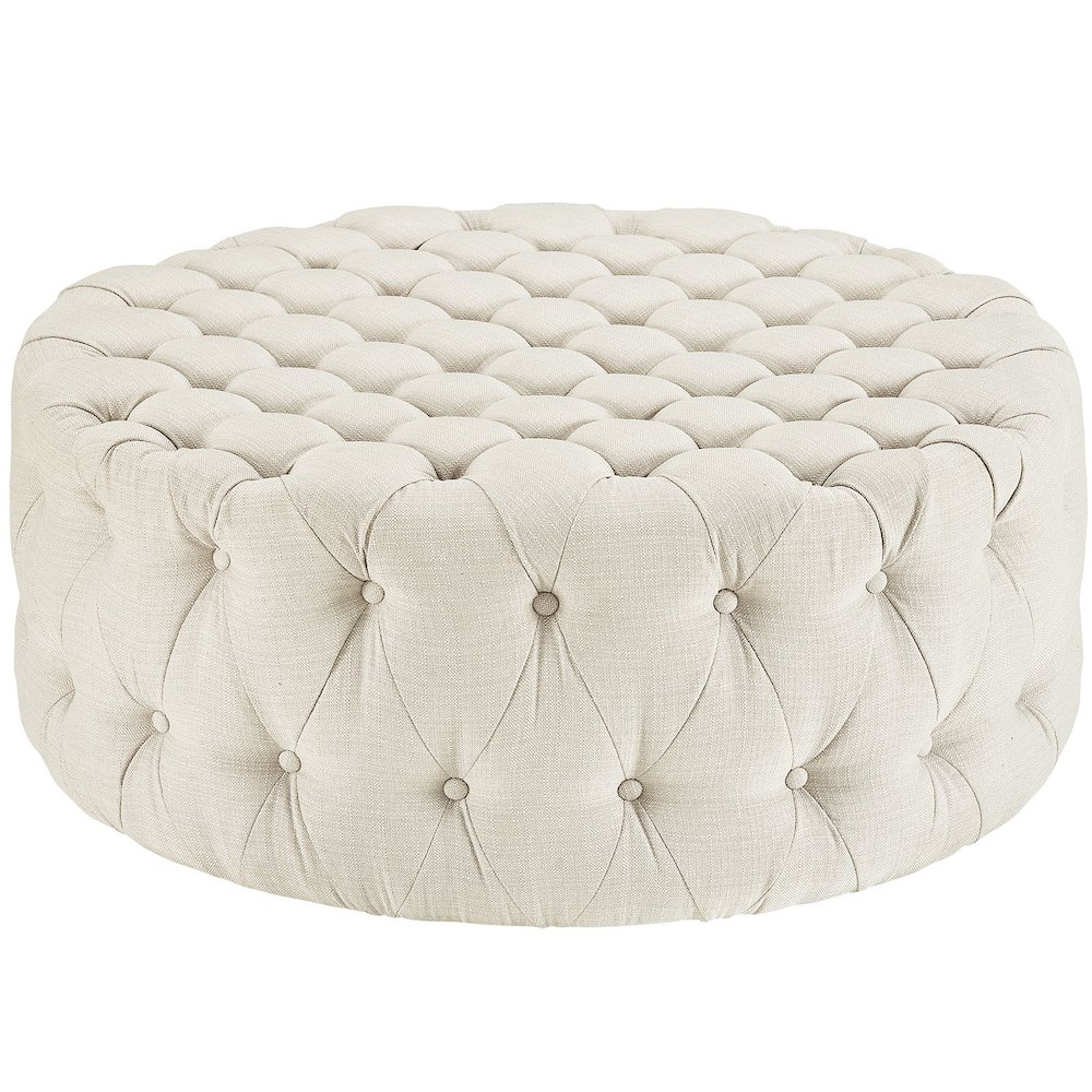 Modway - Amour Upholstered Fabric Ottoman in Beige