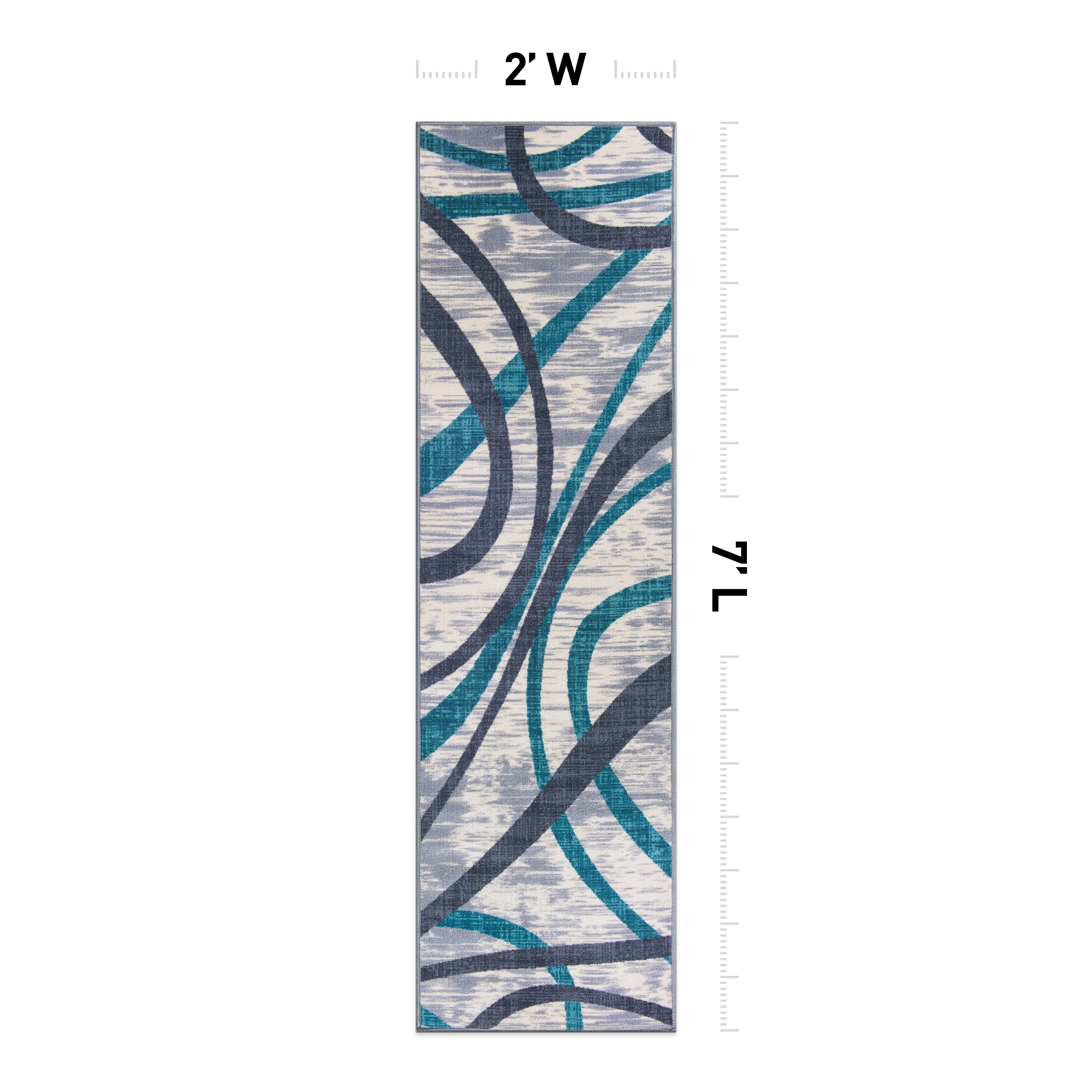 World Rug Gallery WR22BLUE2X7 Skyler 2 x 7 (ft) Blue Rectangular Indoor Abstract Pet Friendly Runner rug