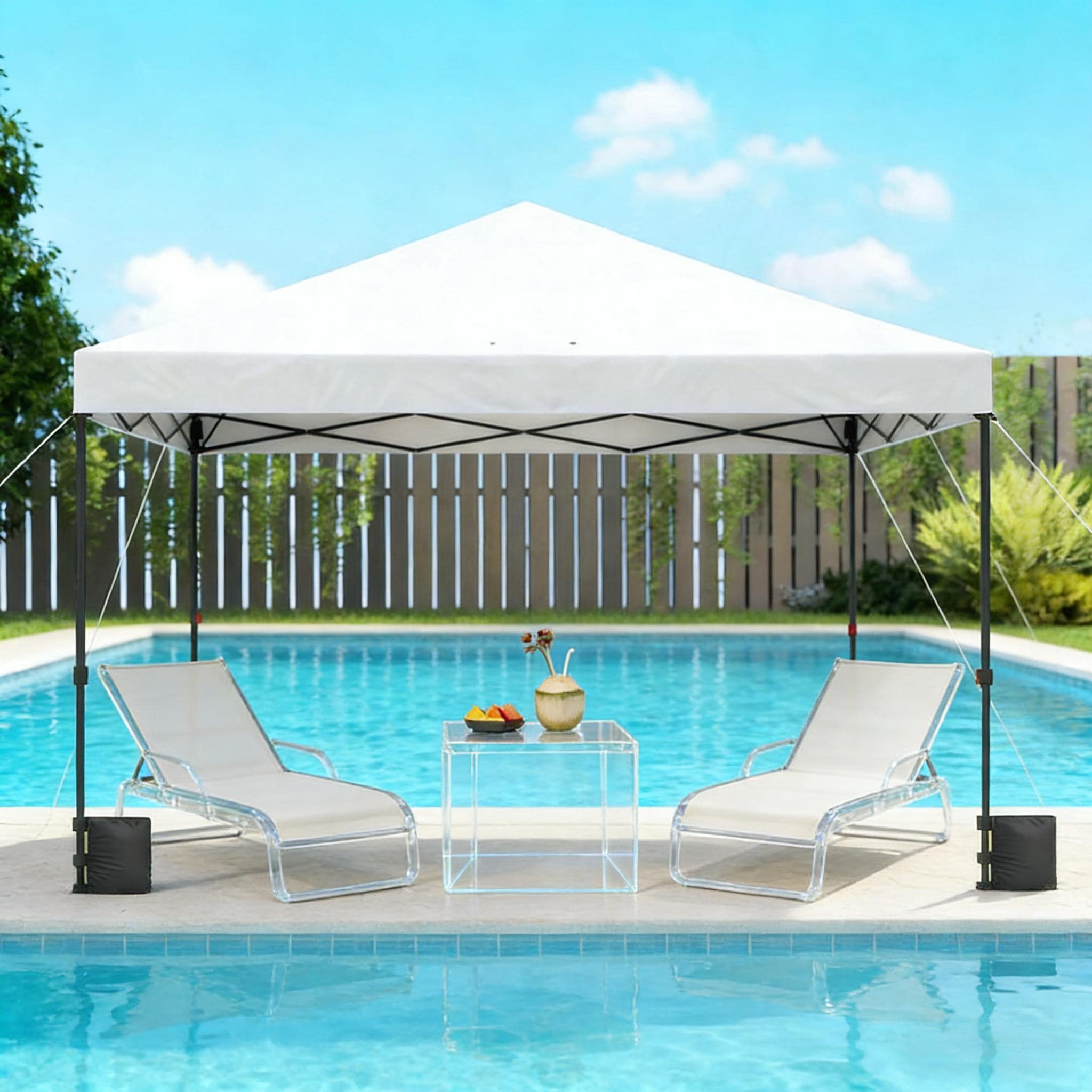 Vynxaria  9.8-ft x 9.8-ft White Pop-Up Gazebo Outdoor Canopy