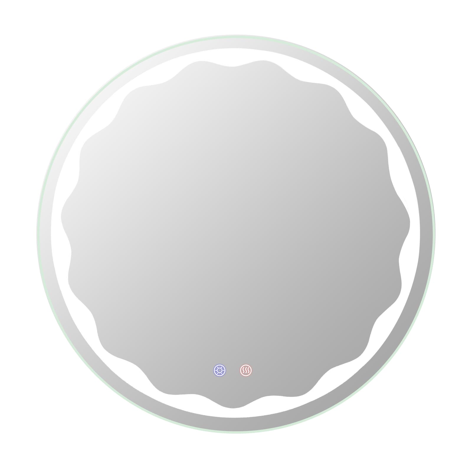 WELLFOR BTS-7818CA 24-in x 24-in Polished Frameless Round Dimmable Lighted Fog Free Bathroom Vanity Mirror ( Silver )