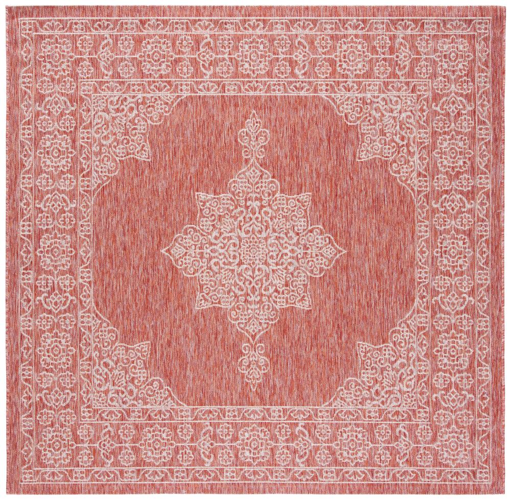 Safavieh CY8232-36521-7SQ Courtyard 7 x 7 (ft) Loomed Polypropylene Rust/Ivory Square Indoor/Outdoor Abstract Coastal Area rug