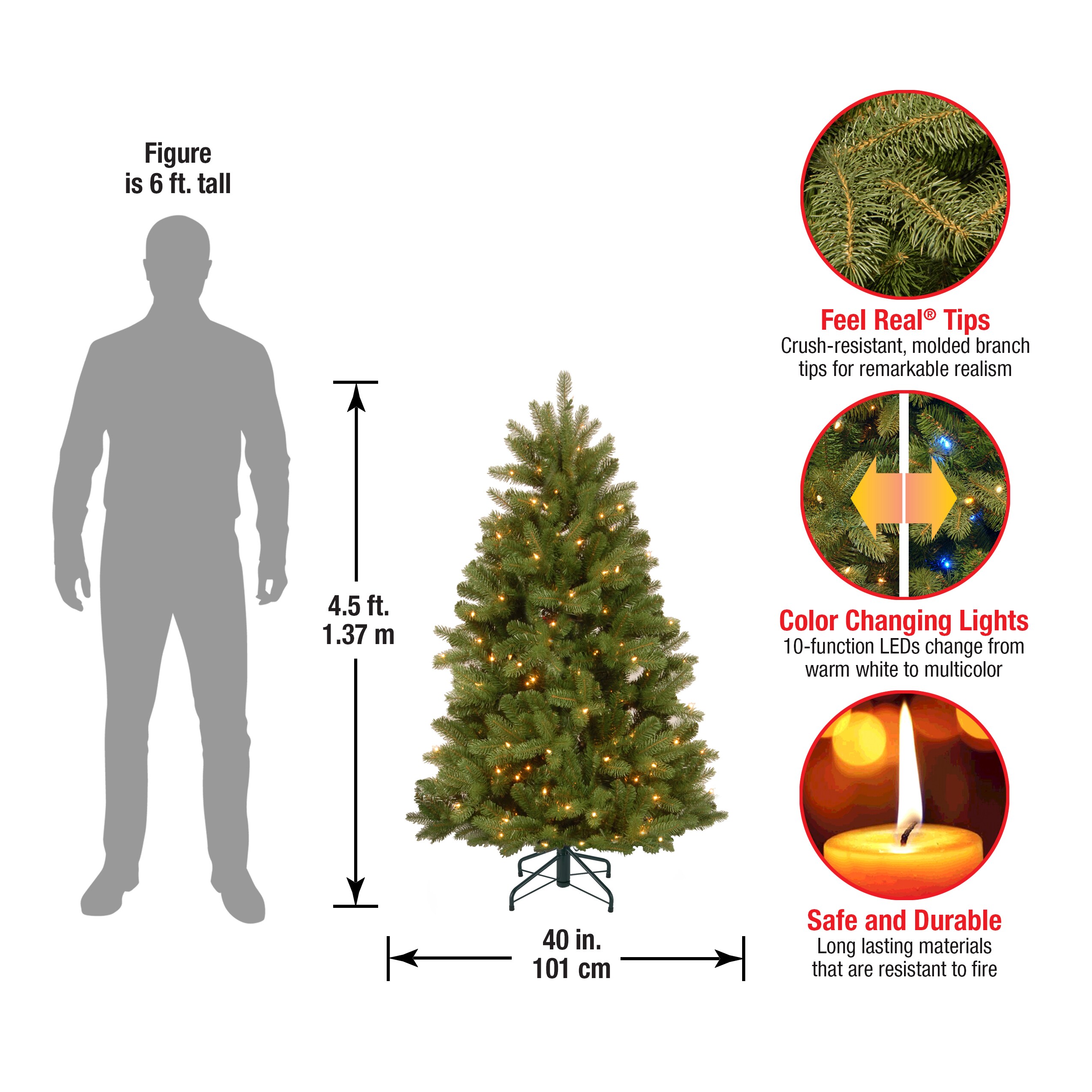 National Tree Company 4.5-ft Spruce Pre-lit Artificial Christmas Tree ...