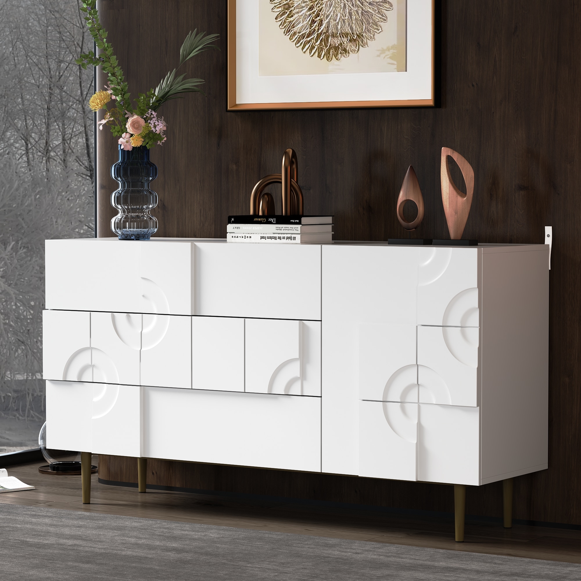 FUFU&GAGA Contemporary/Modern White Buffet at Lowes.com