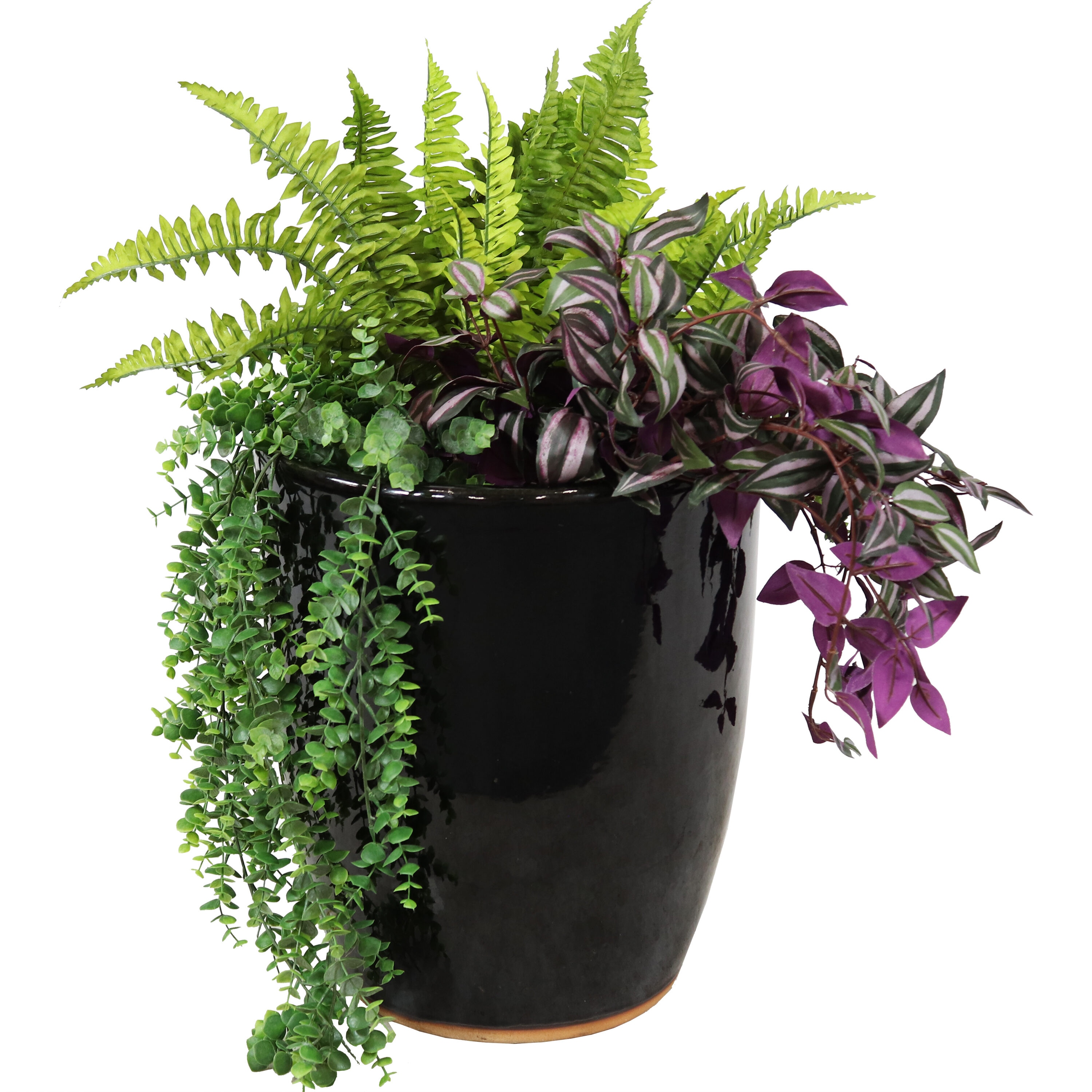 Sunnydaze Decor AP-001 Round 14.0-Inches W Medium Black Ceramic Indoor/Outdoor Planter with Drainage Holes