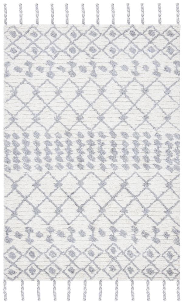 Safavieh CSB203G-4 Casablanca Glenda 4 x 6 (ft) Tufted Wool Ivory/Silver Rectangular Indoor Abstract Area rug