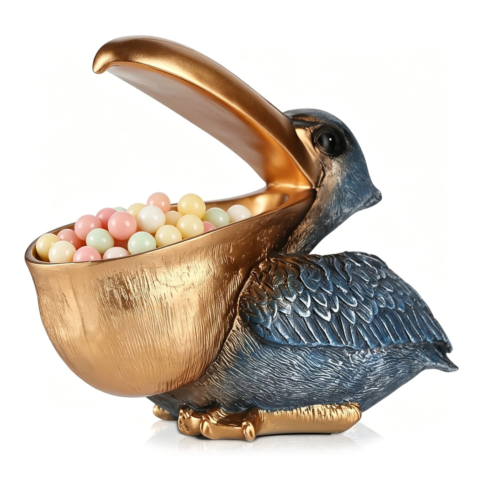 IdealHouse Pelican Statue Candy Dish Decorative Resin Storage Bowl for Kitchen or Entryway Distinctive Animal Home Decor Multi Functional Food Holder Gift Idea White