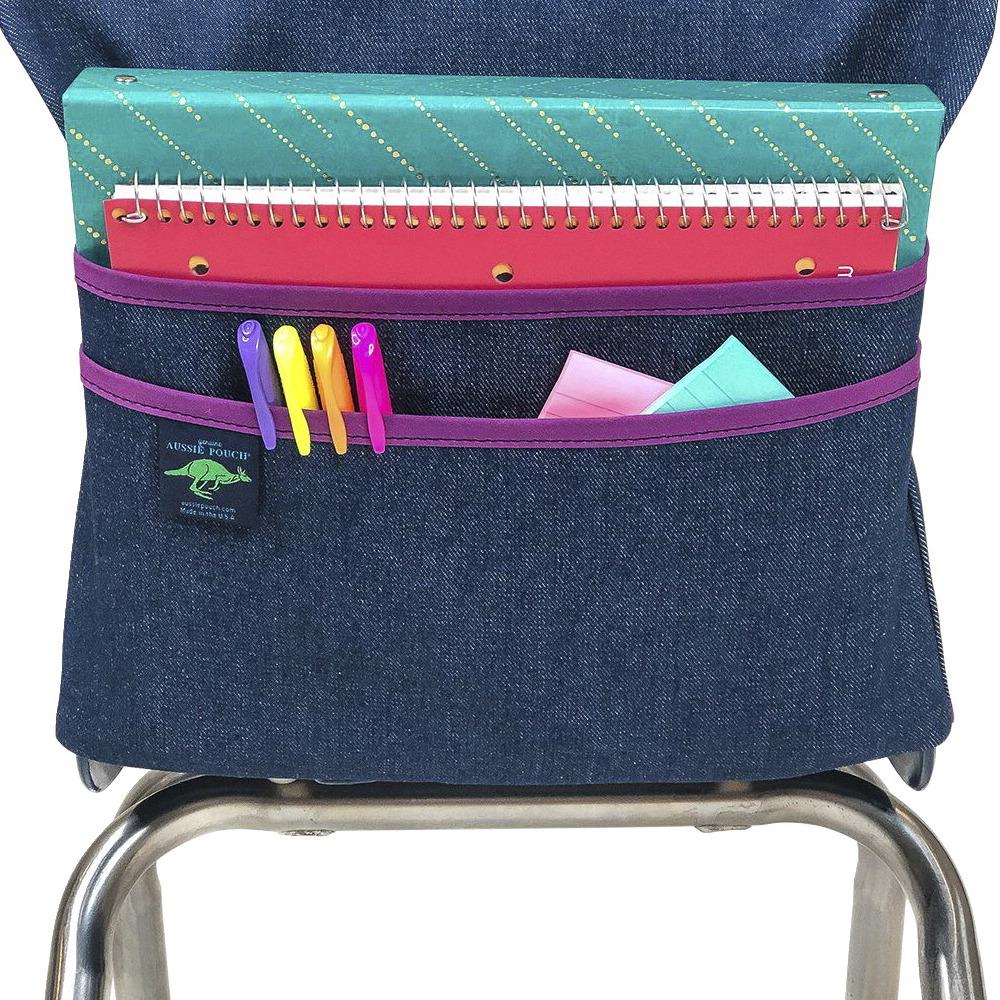 Aussie SSPC288768  Pouch 2023821 15 in. Chair Pocket with Double Pocket Design, Purple Trim- Medium