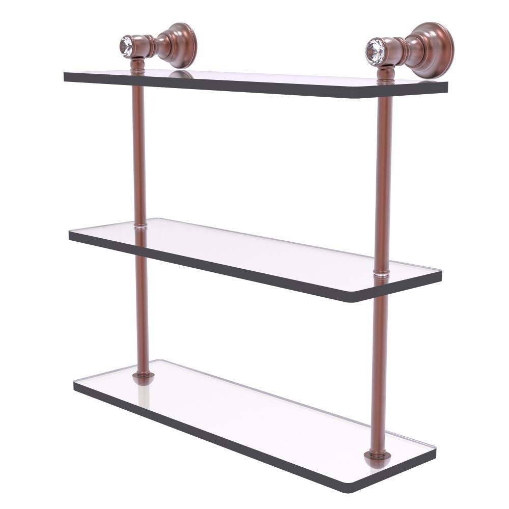 Allied Brass CC-5-16-CA Carolina Crystal Antique Copper 3 -Tier Wall mount Bathroom Shelf ( 16-in x 16-in x 5-in )