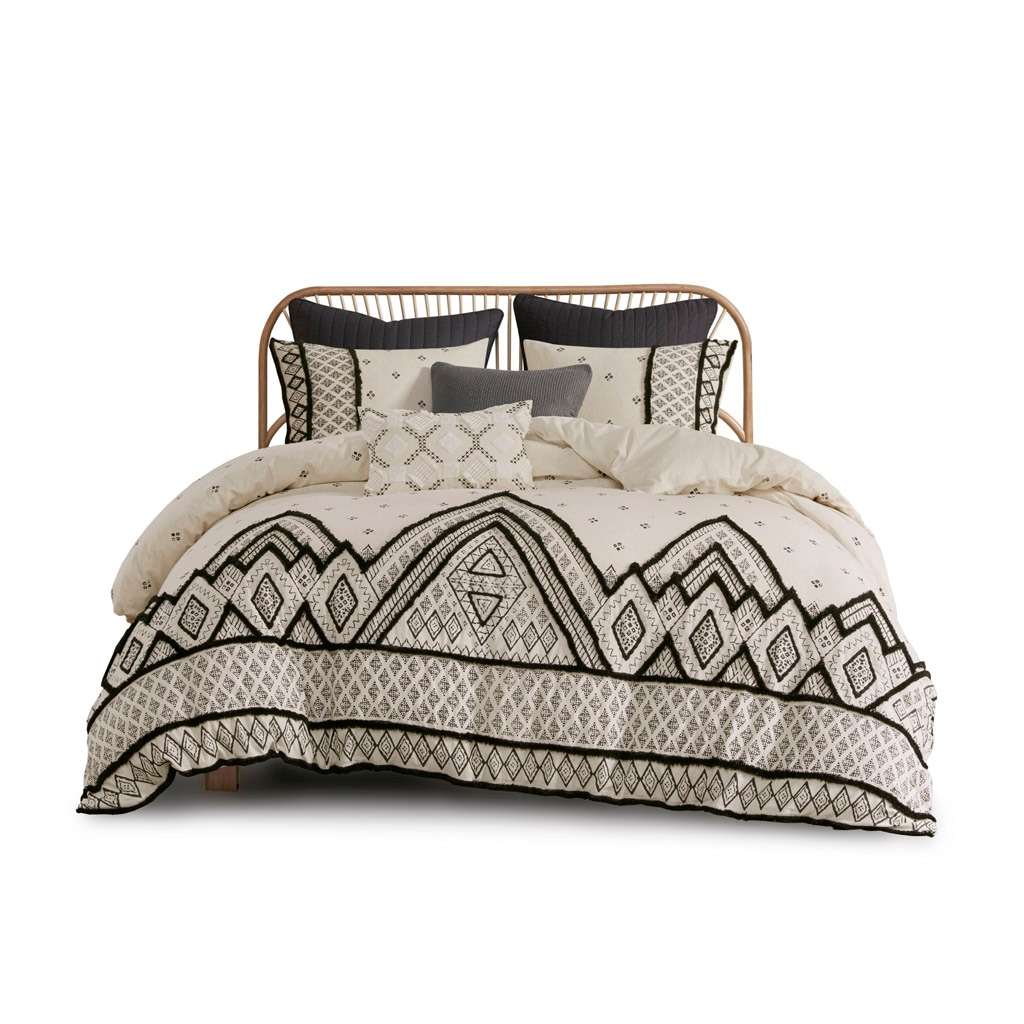Gracie Mills GRACE-9011-01II Fannie Boho Eclectic Cotton and Flax Linen Blend Comforter Set