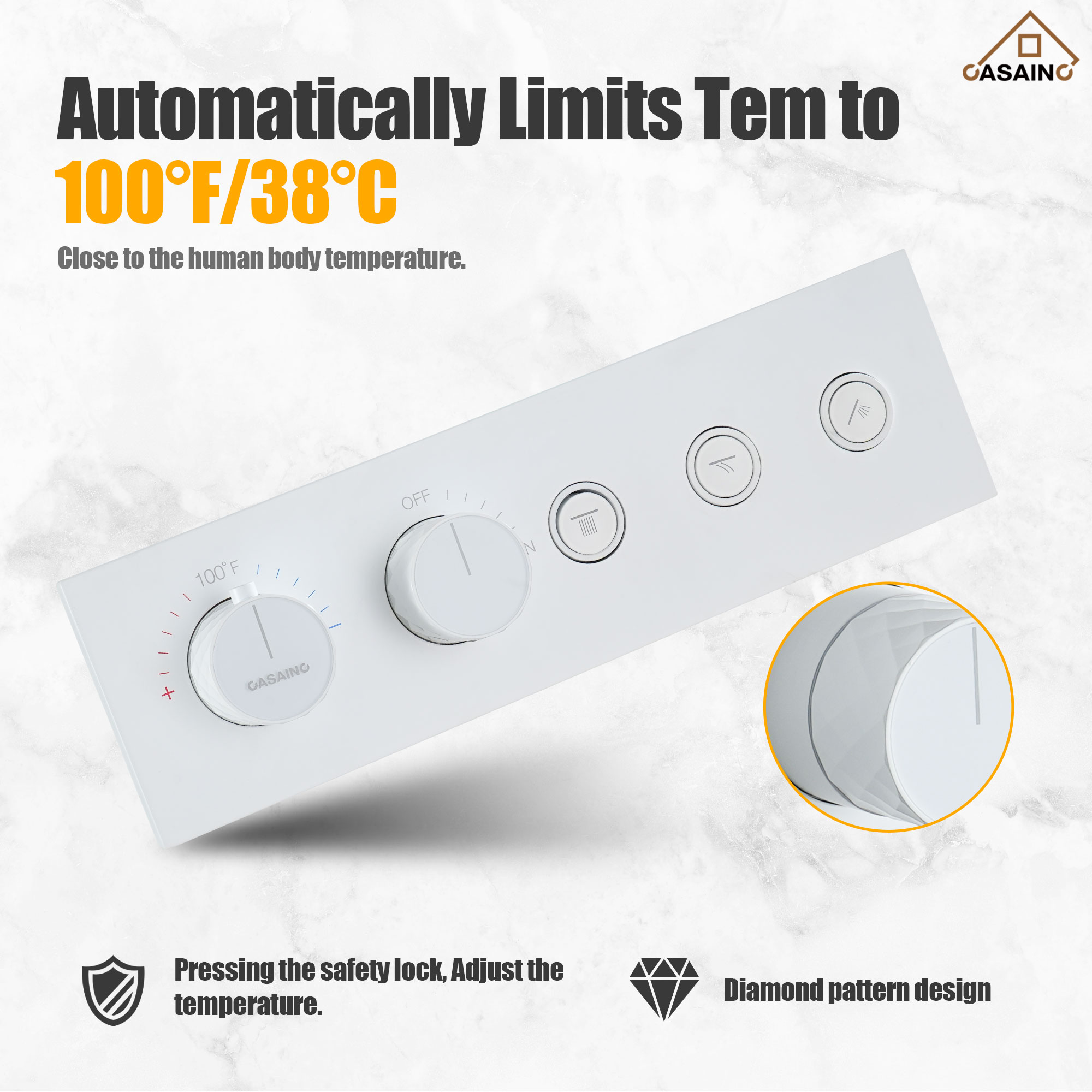 CASAINC WE-SS21BG Showerhead-Bar-Panels - View #5