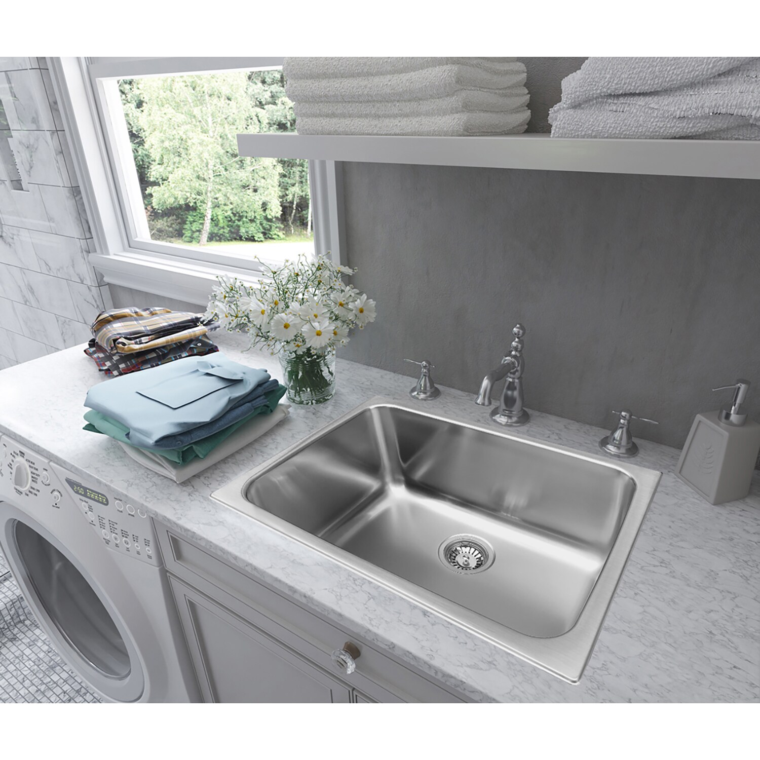 SINK DEPOT 24 in. x 18 in. Stainless Steel Utility Sink - Drop-In/Undermount
