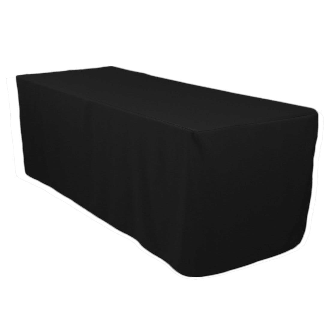 Phewnyzo  Black Fitted Tablecloth for 6 Foot Rectangle Tables Durable Polyester Table Cover for Weddings Banquets and Restaurants