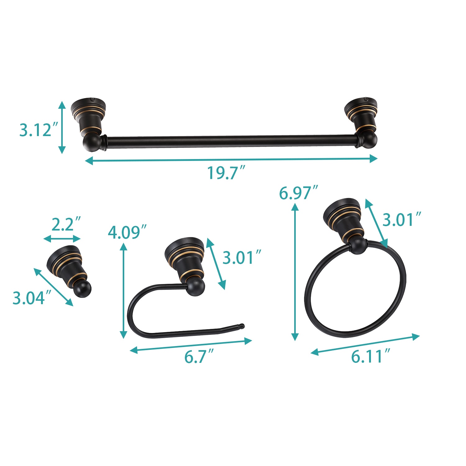 WELLFOR TTB71113ORB Decorative-Bath-Hardware-Kits - View #2