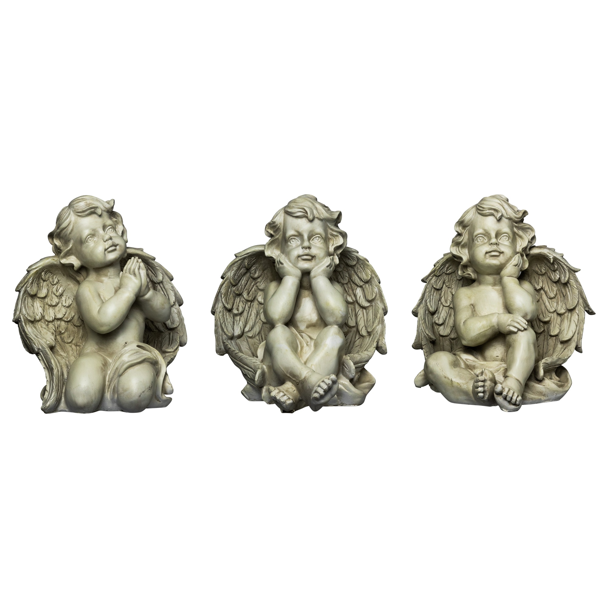 Northlight 32589224 11-in H x 9.5-in W Brown Angels and cherubs Garden Statue