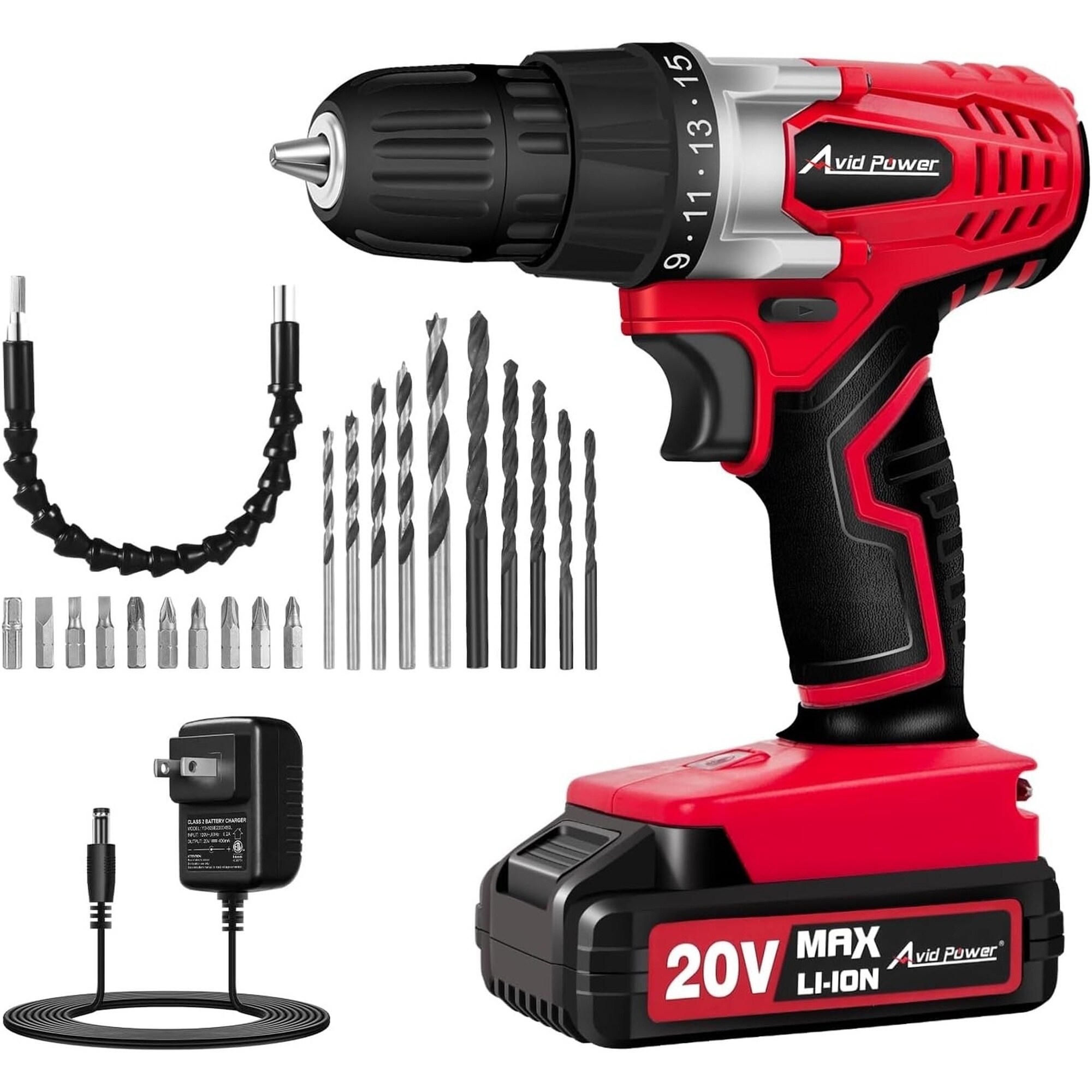 OGETFUUR 20V Cordless Drill Set for Home DIY with Battery Charger and 22 Bits Variable Speed 0.375 in Keyless Chuck for Furniture Assembly